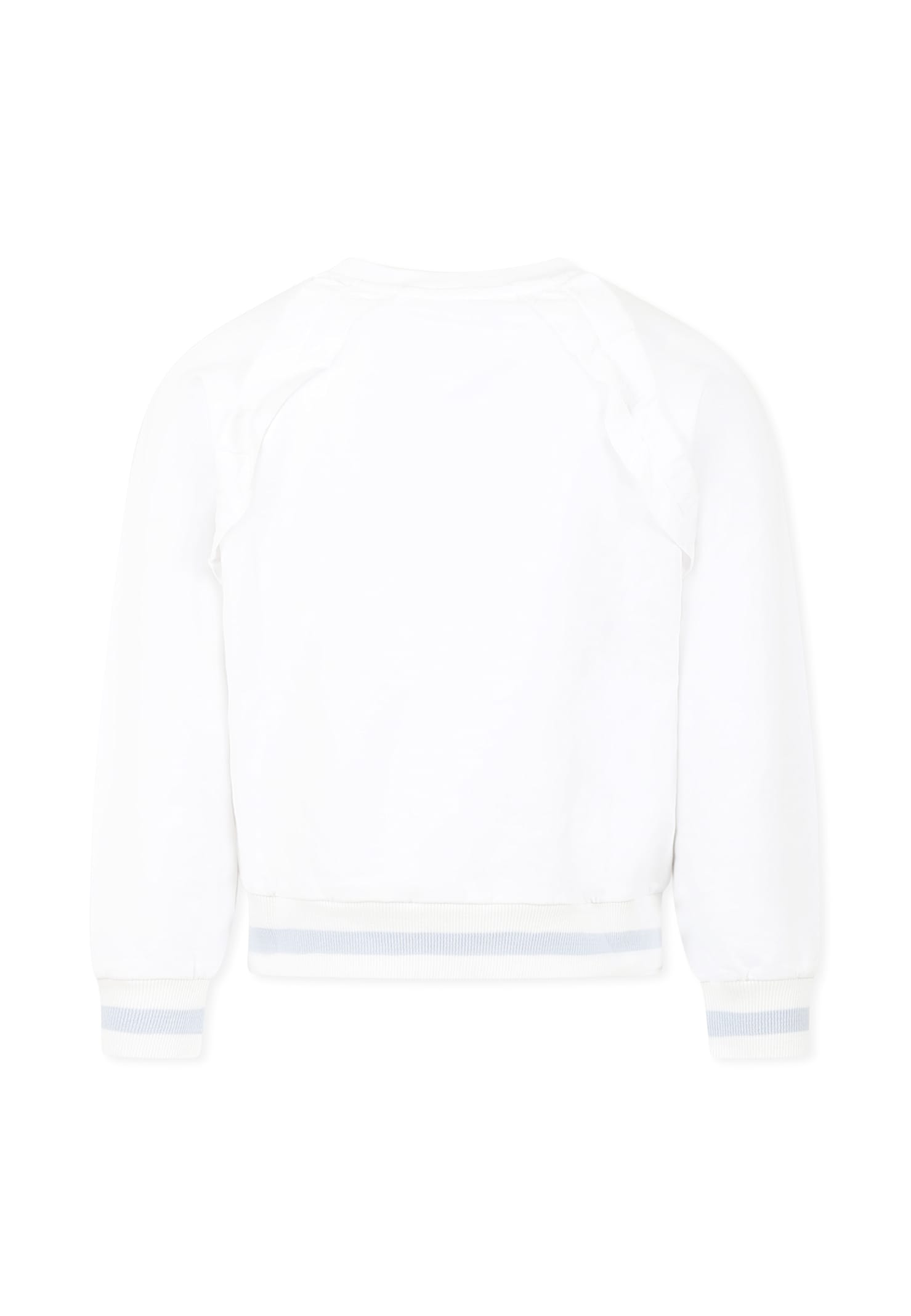 Monnalisa White Sweatshirt For Girl With Alice In Wonderland In White