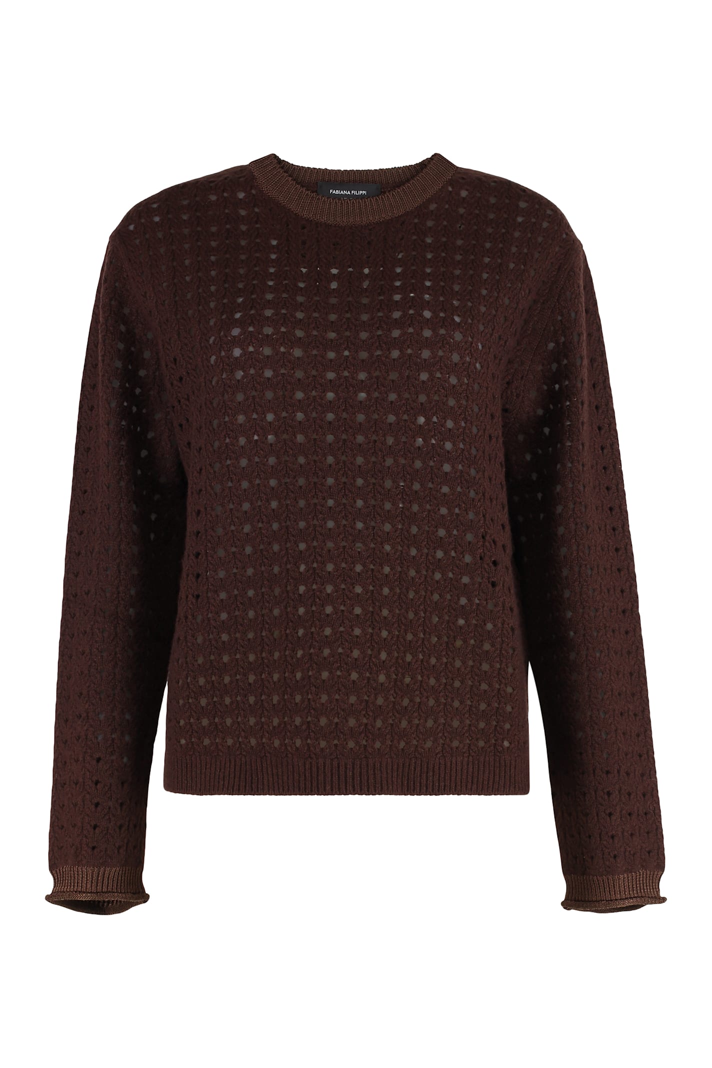 Fabiana Filippi Wool-blend Crew-neck Sweater In Brown