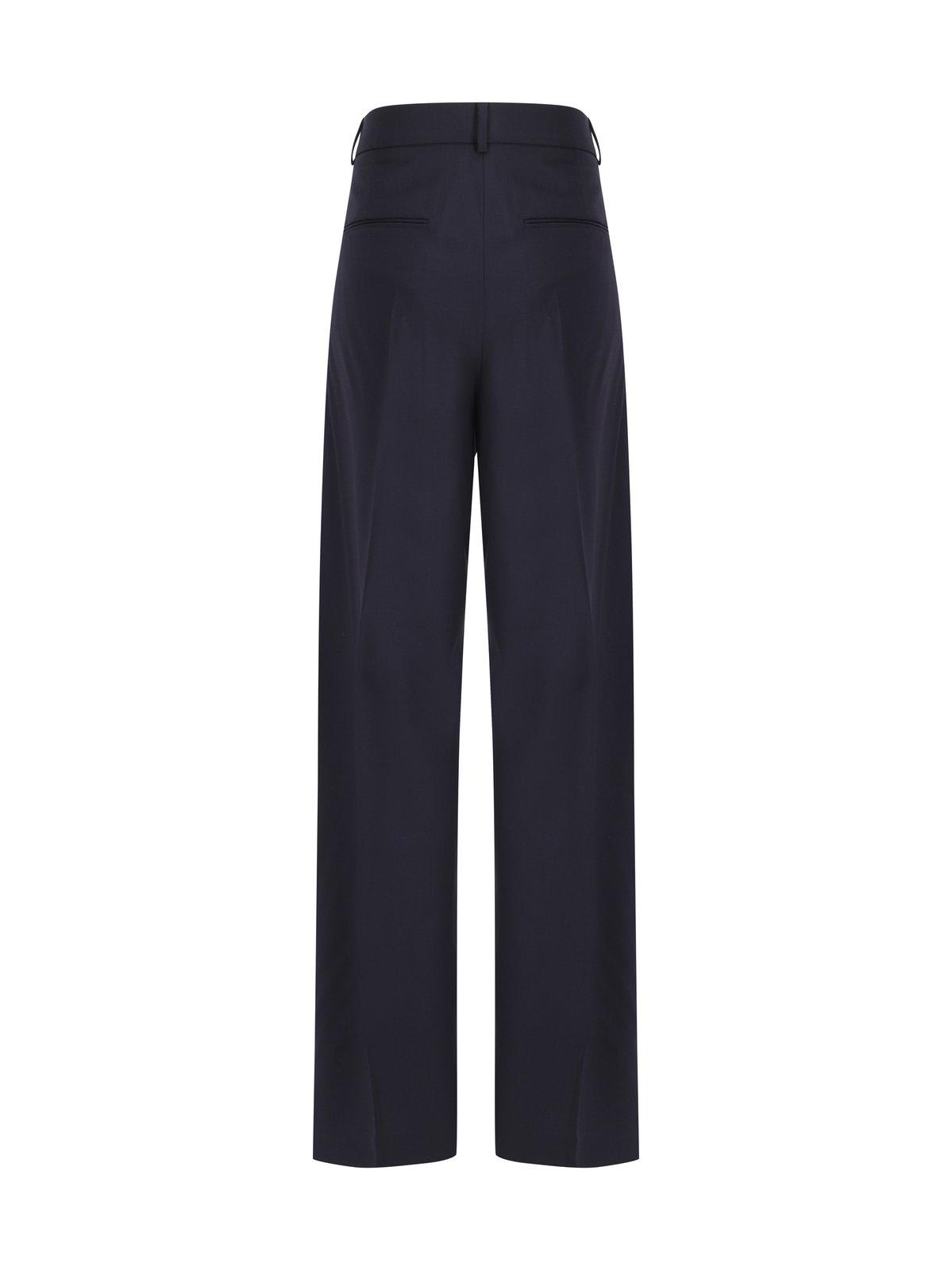 Shop Sportmax High Waist Straight Leg Trousers In Blue