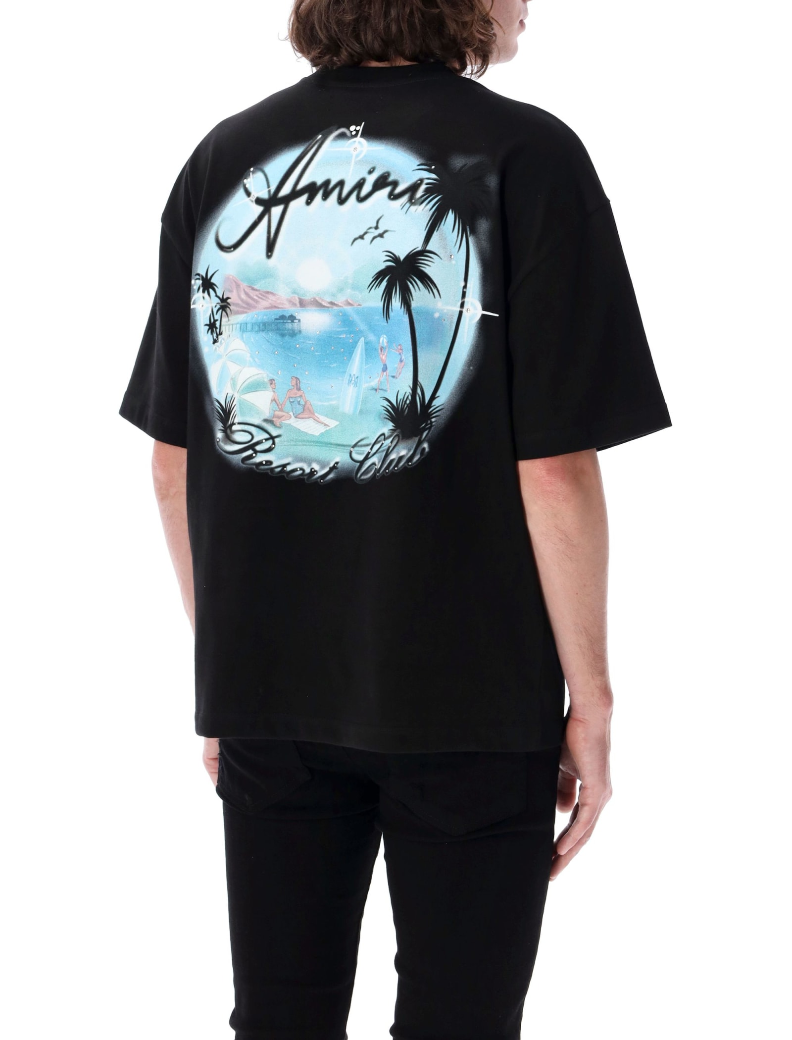 Shop Amiri Airbrush Over T-shirt In Black