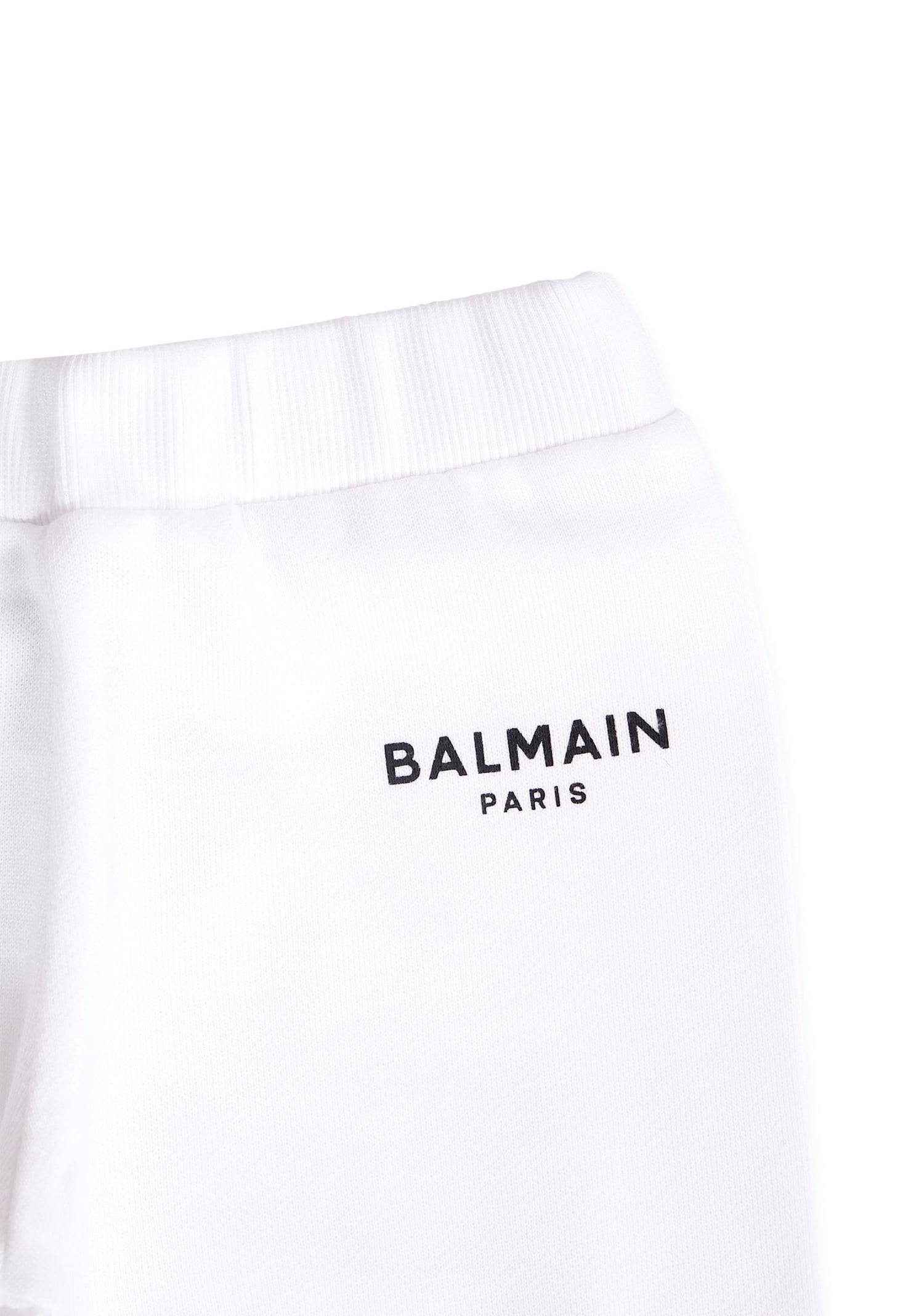 Balmain White Trousers For Babykids With Logo In White