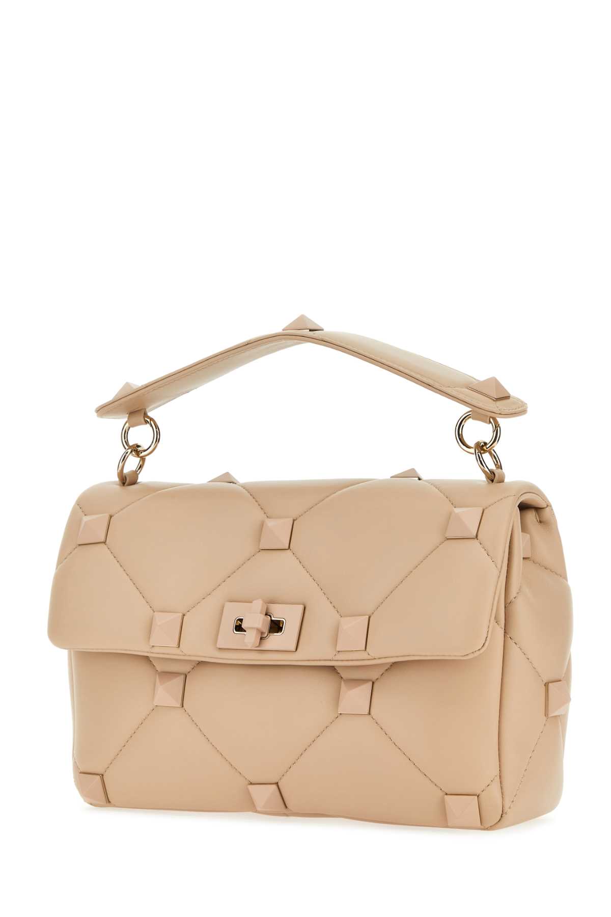 VALENTINO GARAVANI LIGHT PINK NAPPA LEATHER LARGE ROMAN STUD HANDBAG