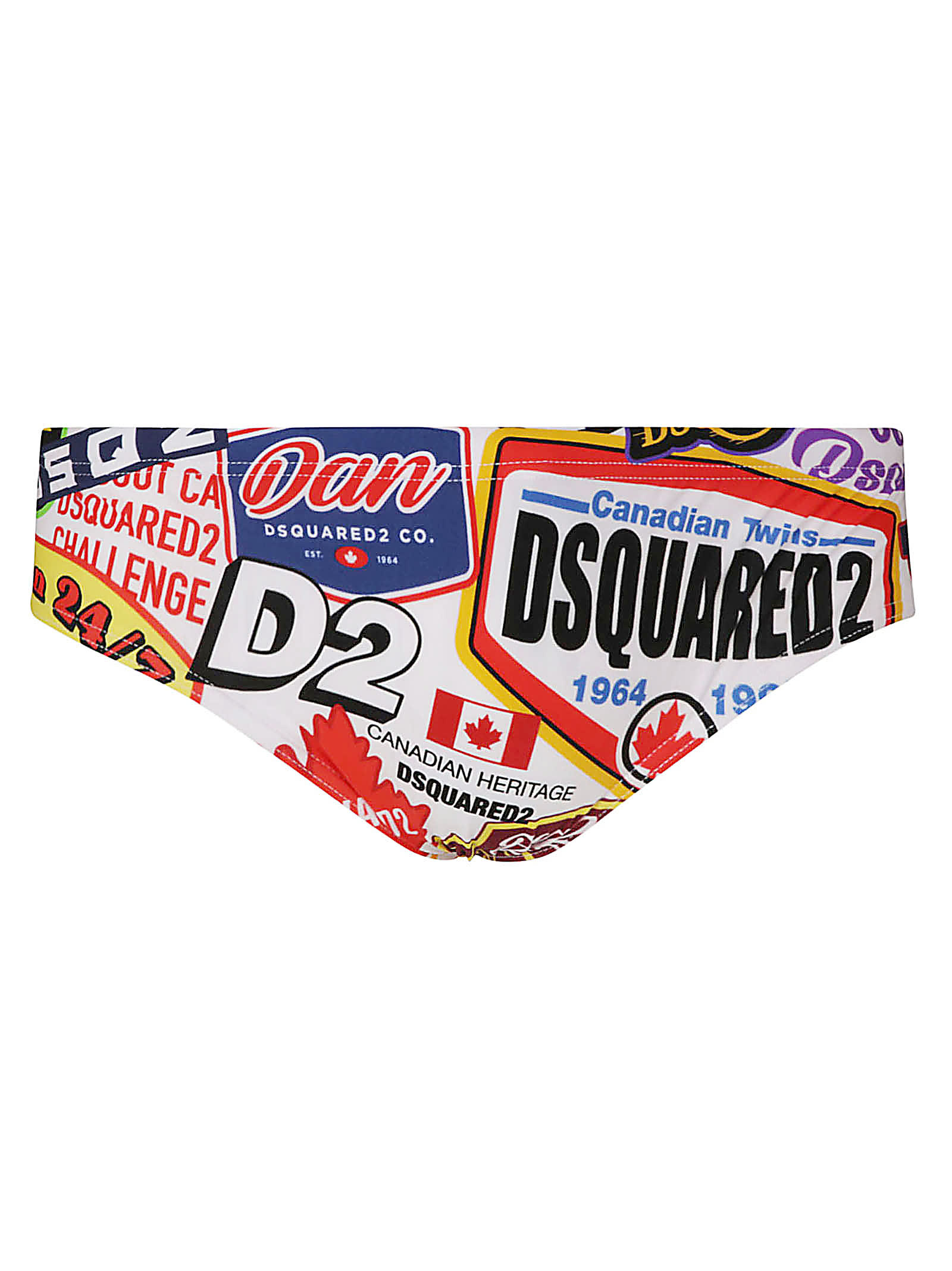 Shop Dsquared2 All-over Logo Printed Swim Briefs In Multicolor