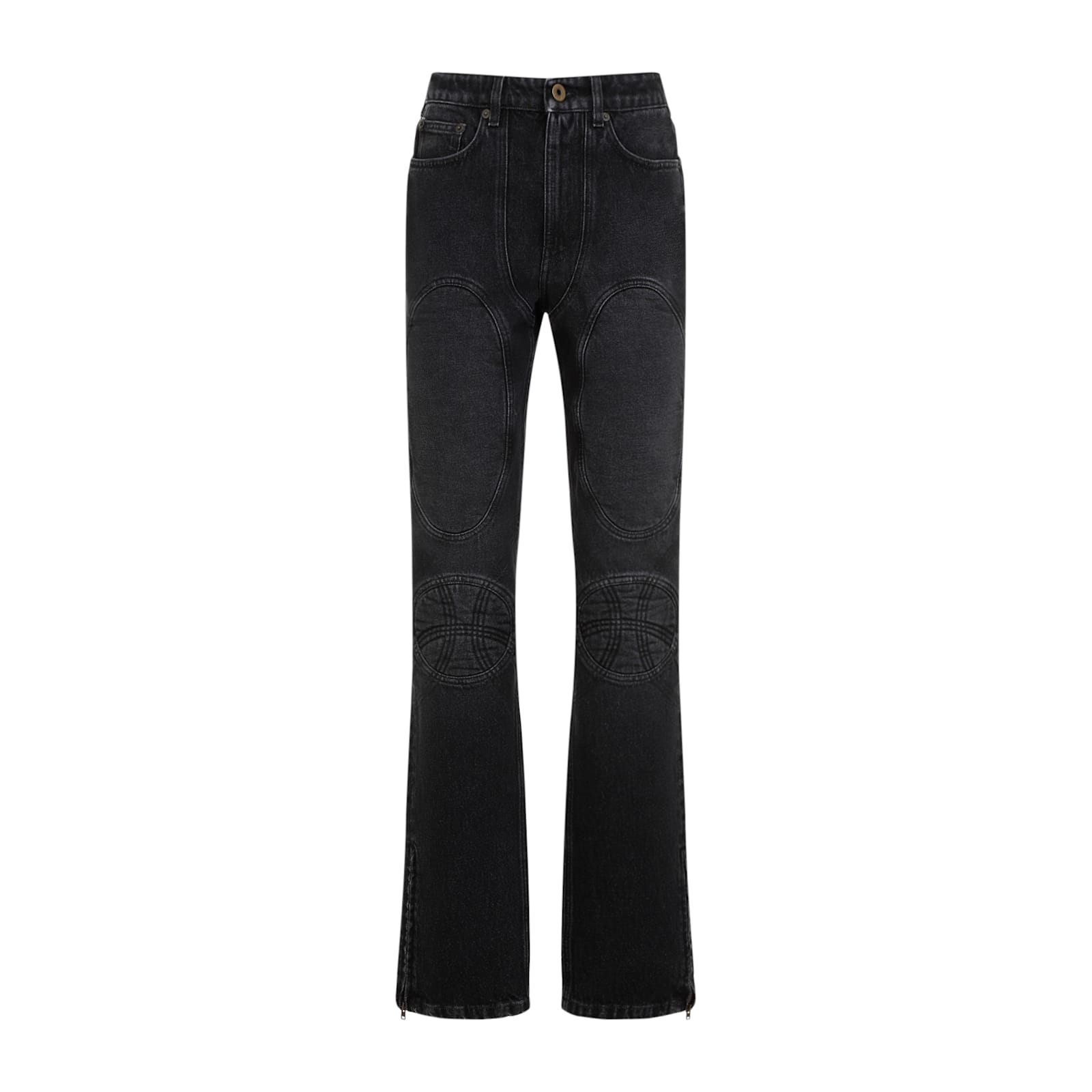 Jean Paul Gaultier Jeans With Padded Inlays And Lace-up In Vintageblack