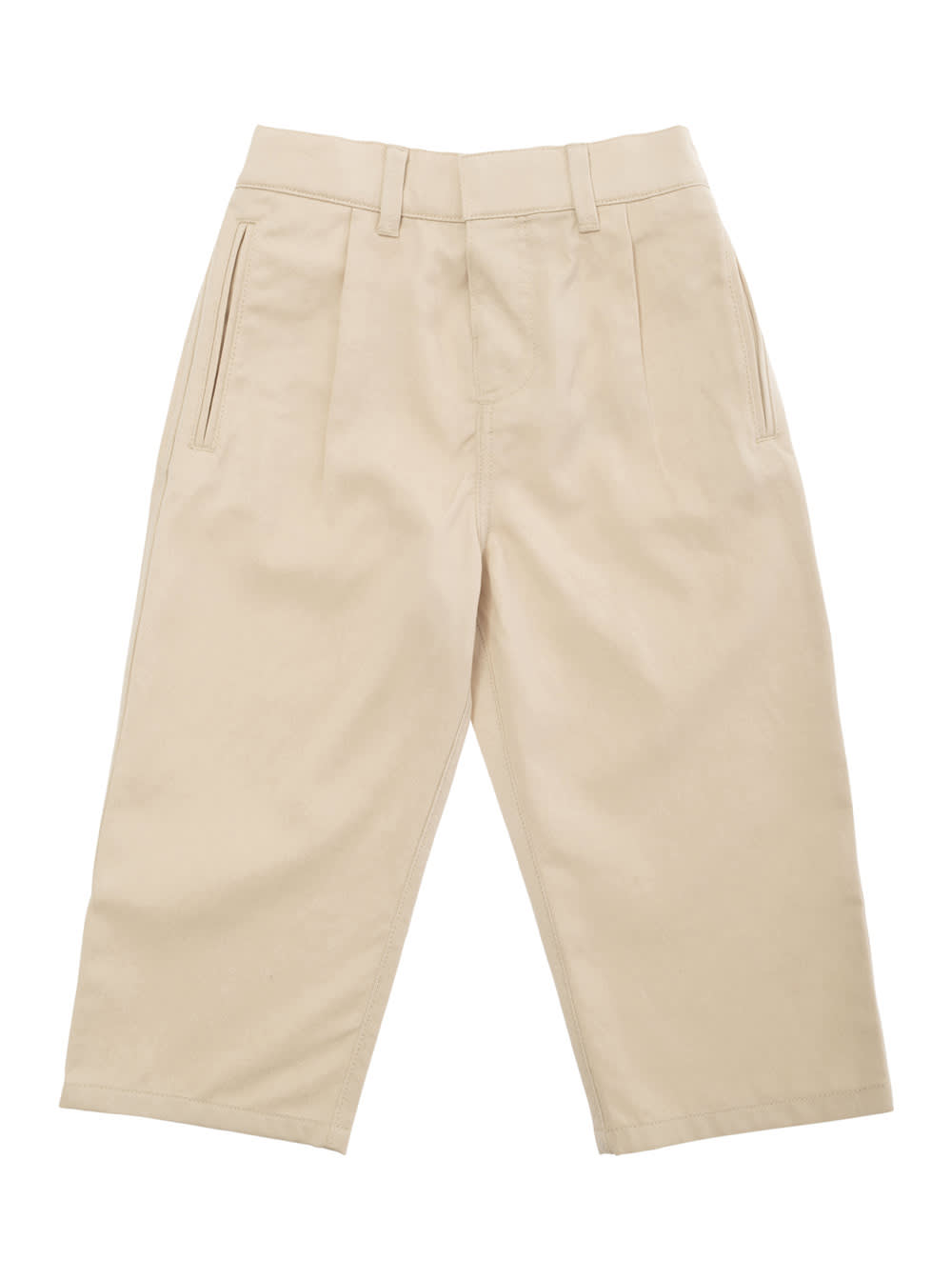 Burberry Beige Pants With Elastic Waistband In Cotton Blend Baby In Beige
