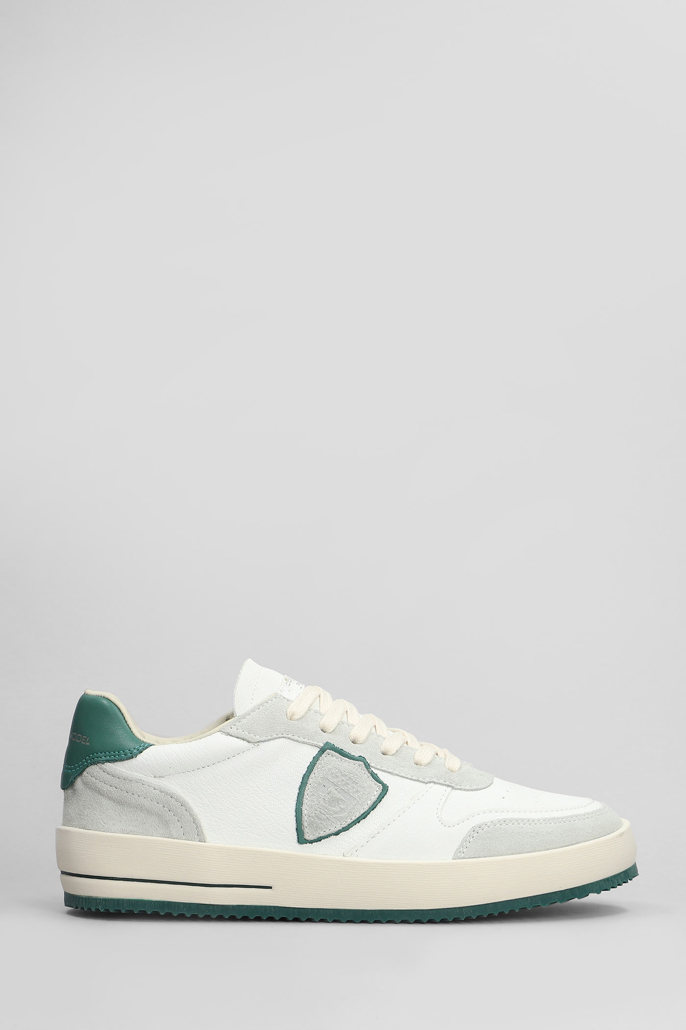 Shop Philippe Model Nice Low Sneakers In White Suede And Leather