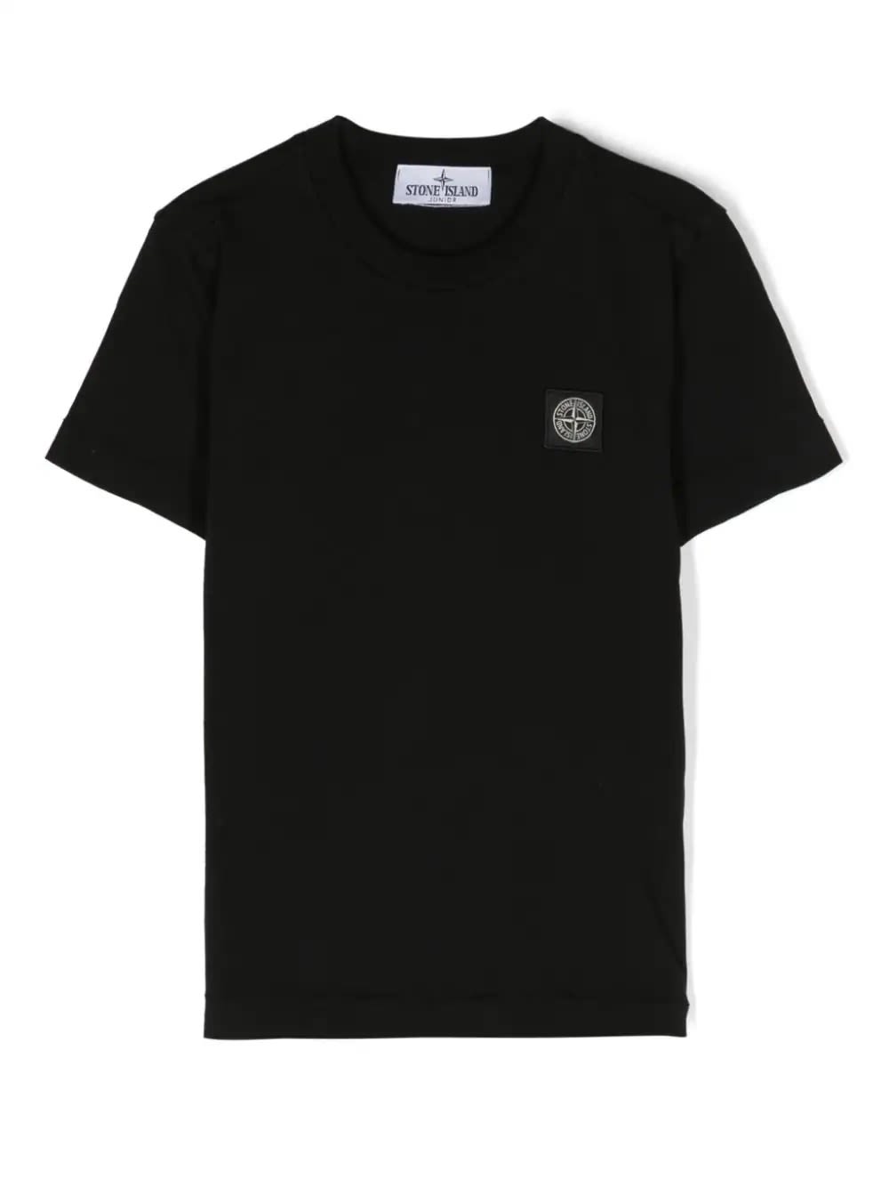 Stone Island Junior Kids' Black T-shirt With Logo Patch