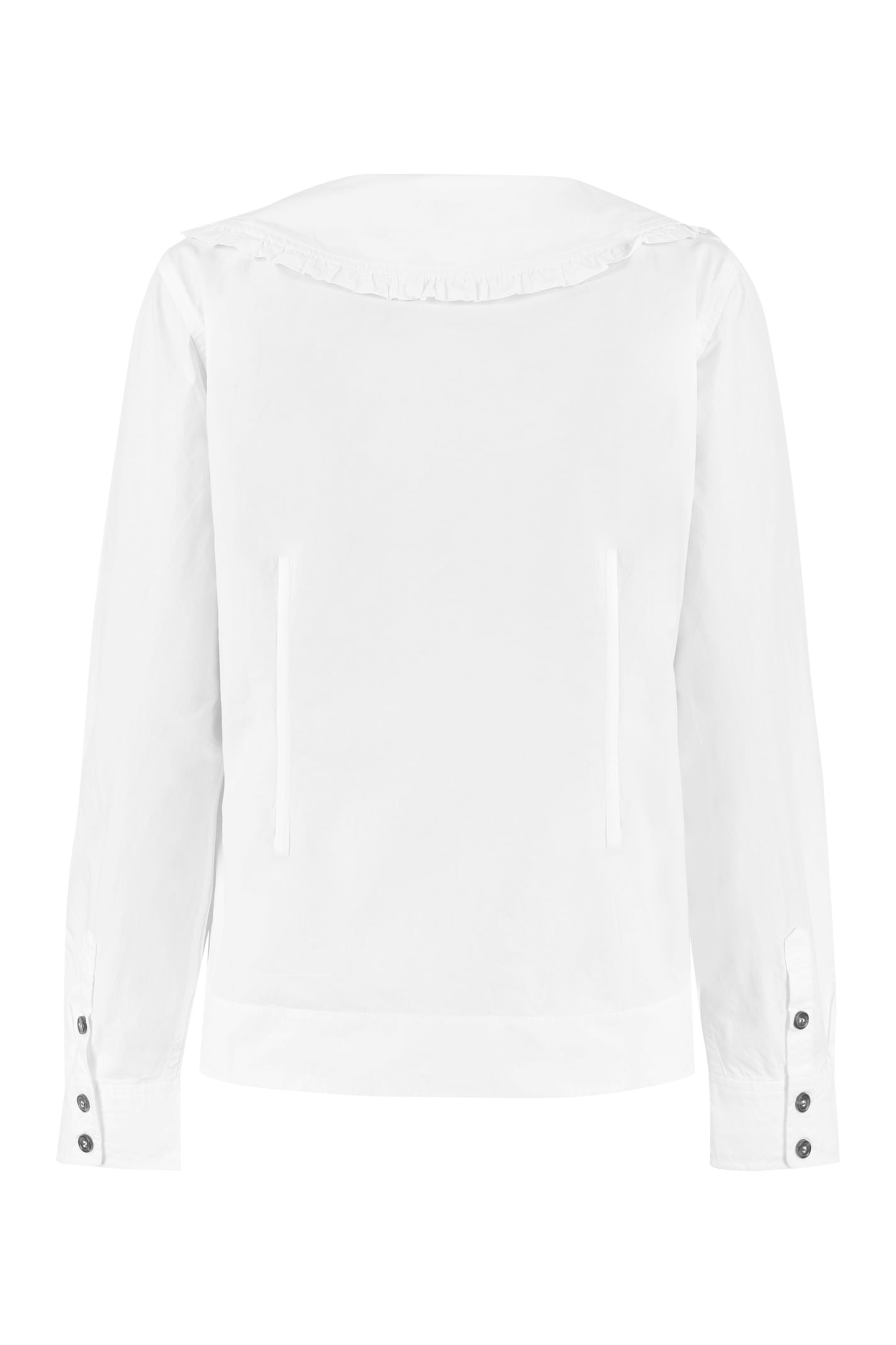 Shop Ganni Cotton Poplin Shirt In White