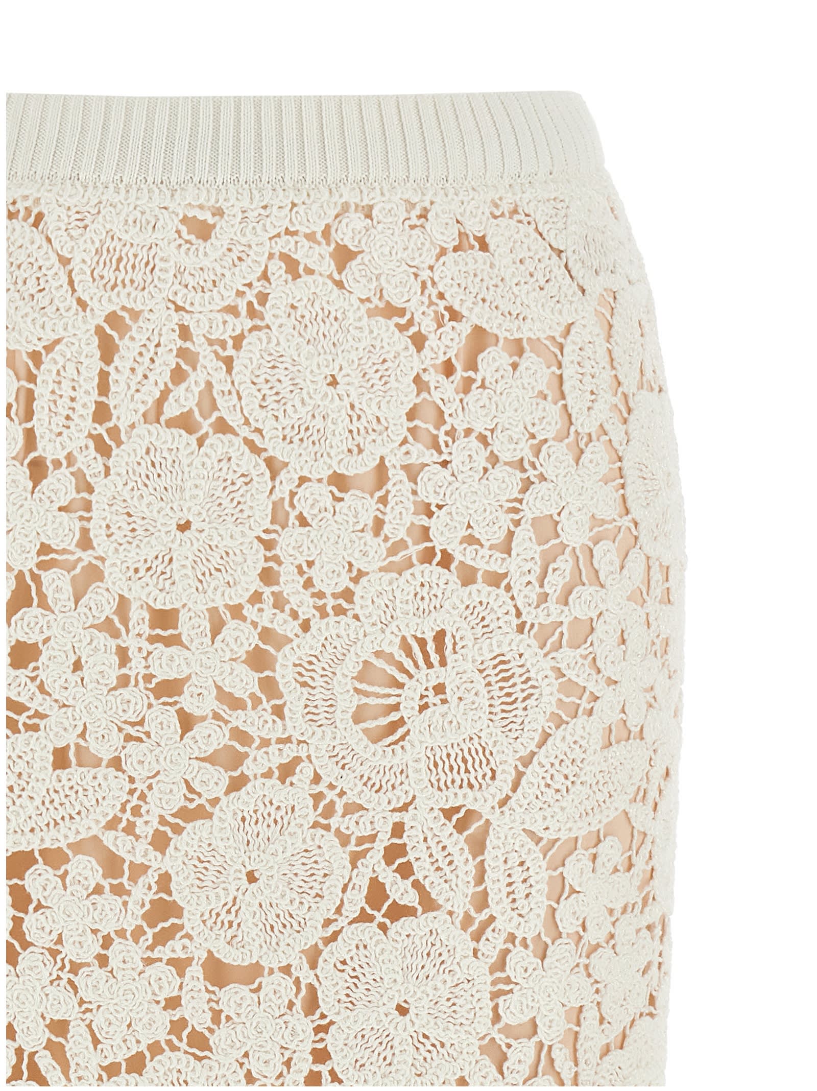 P.a.r.o.s.h Copper Midi Skirt In White
