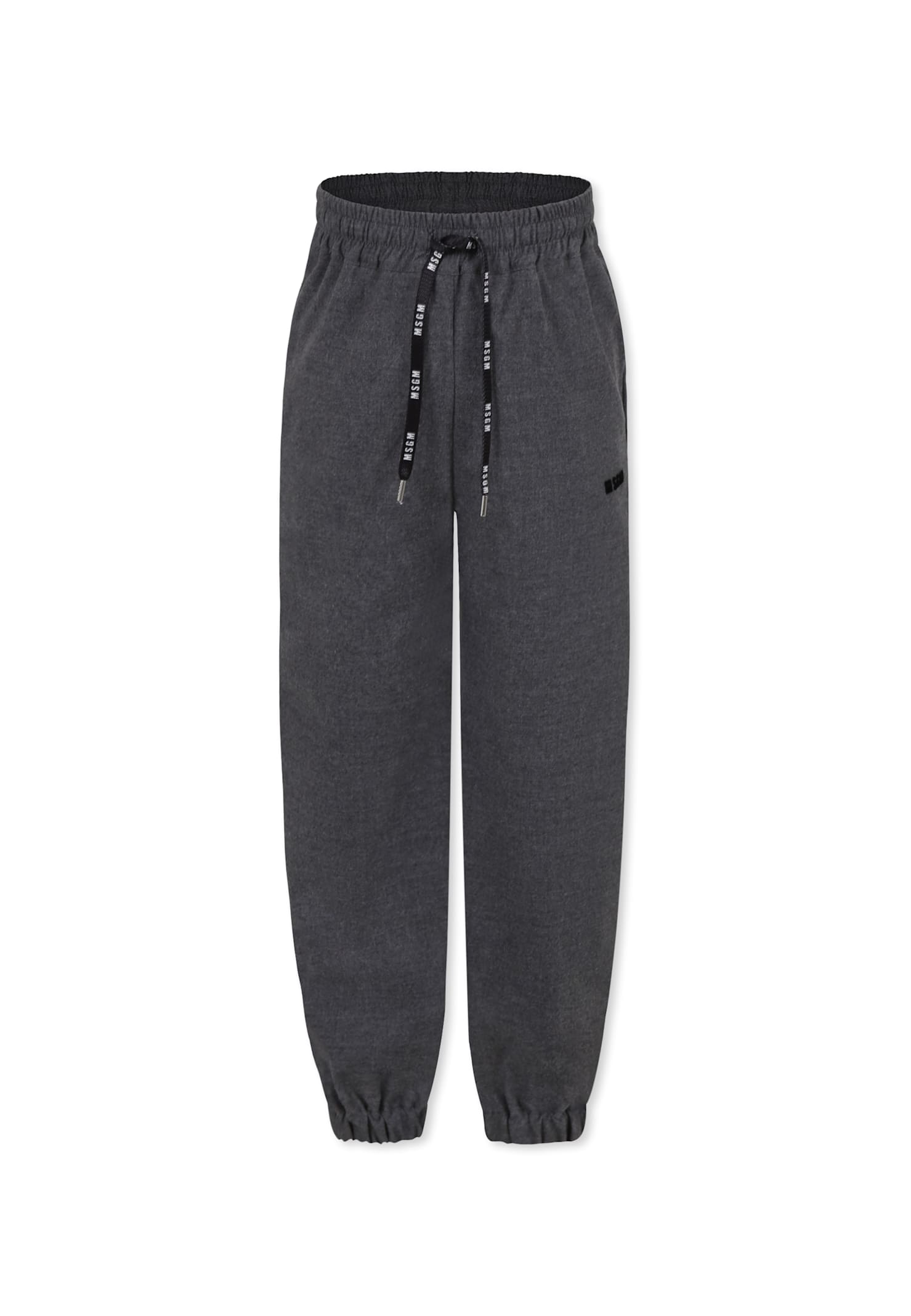 Msgm Grey Trousers For Girl With Logo In Gray