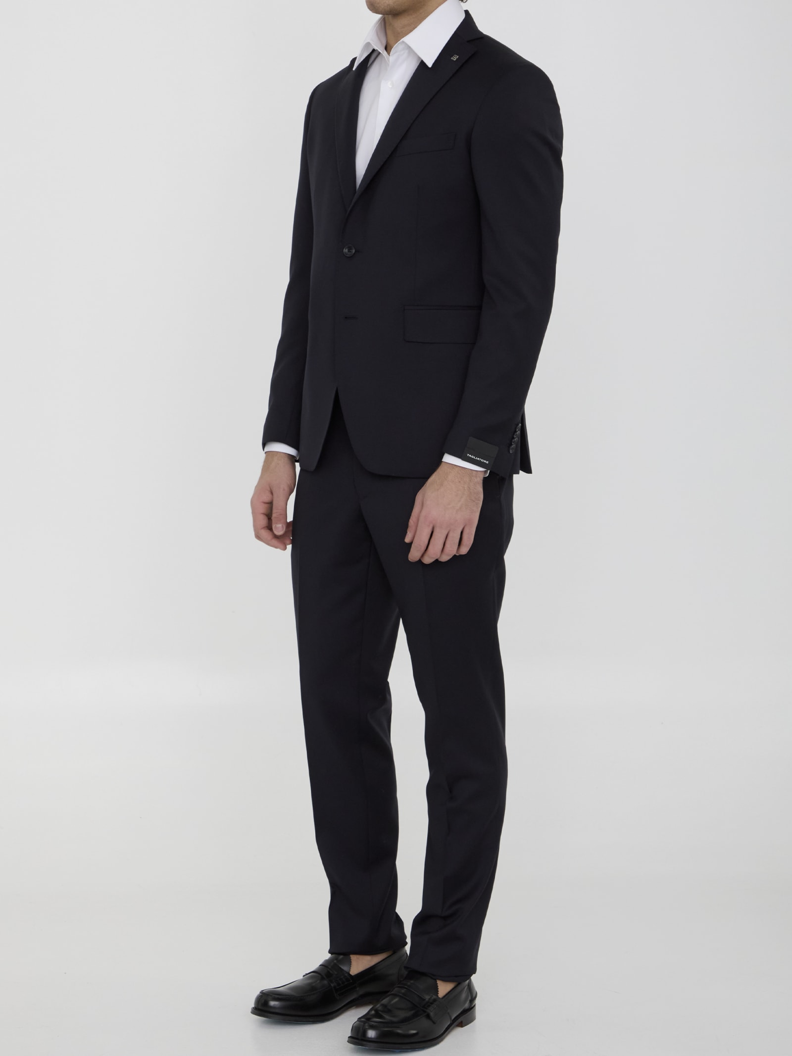 Shop Tagliatore Two-piece Suit In Virgin Wool In Blue