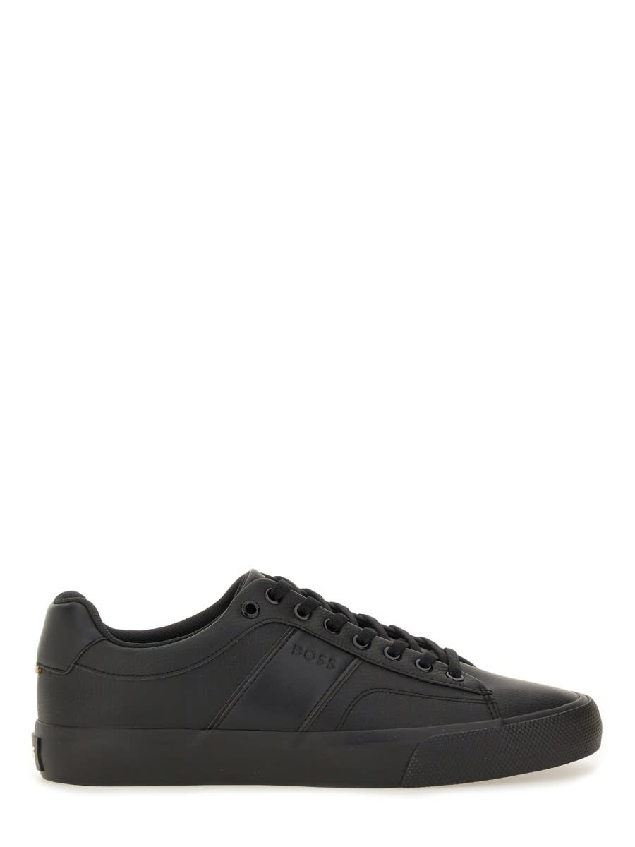 Hugo Boss Lace-up Panelled Sneakers In Black