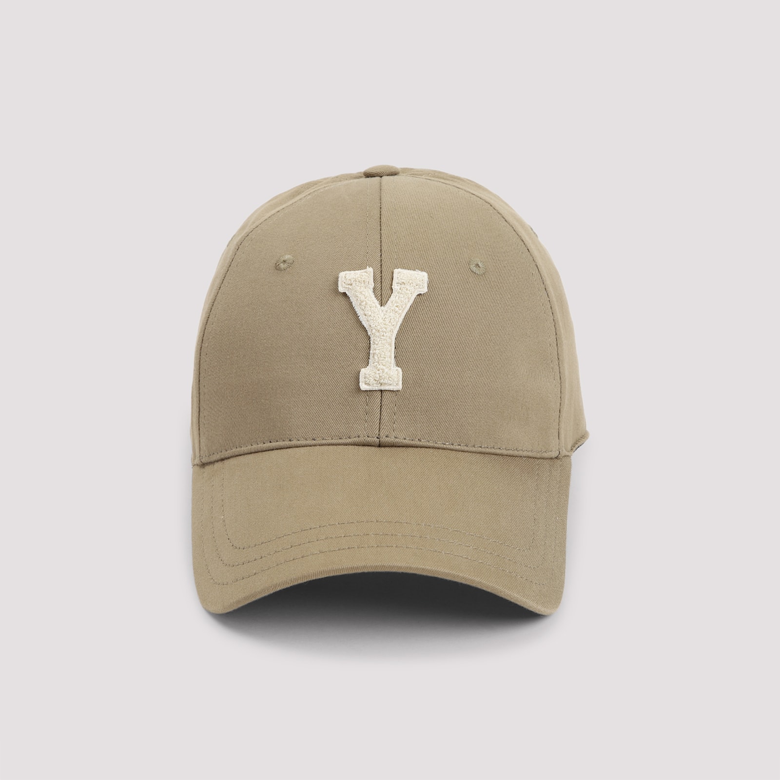 Saint Laurent Classic Baseball Cap With Embroidered Letter Y In Kaki Avorio