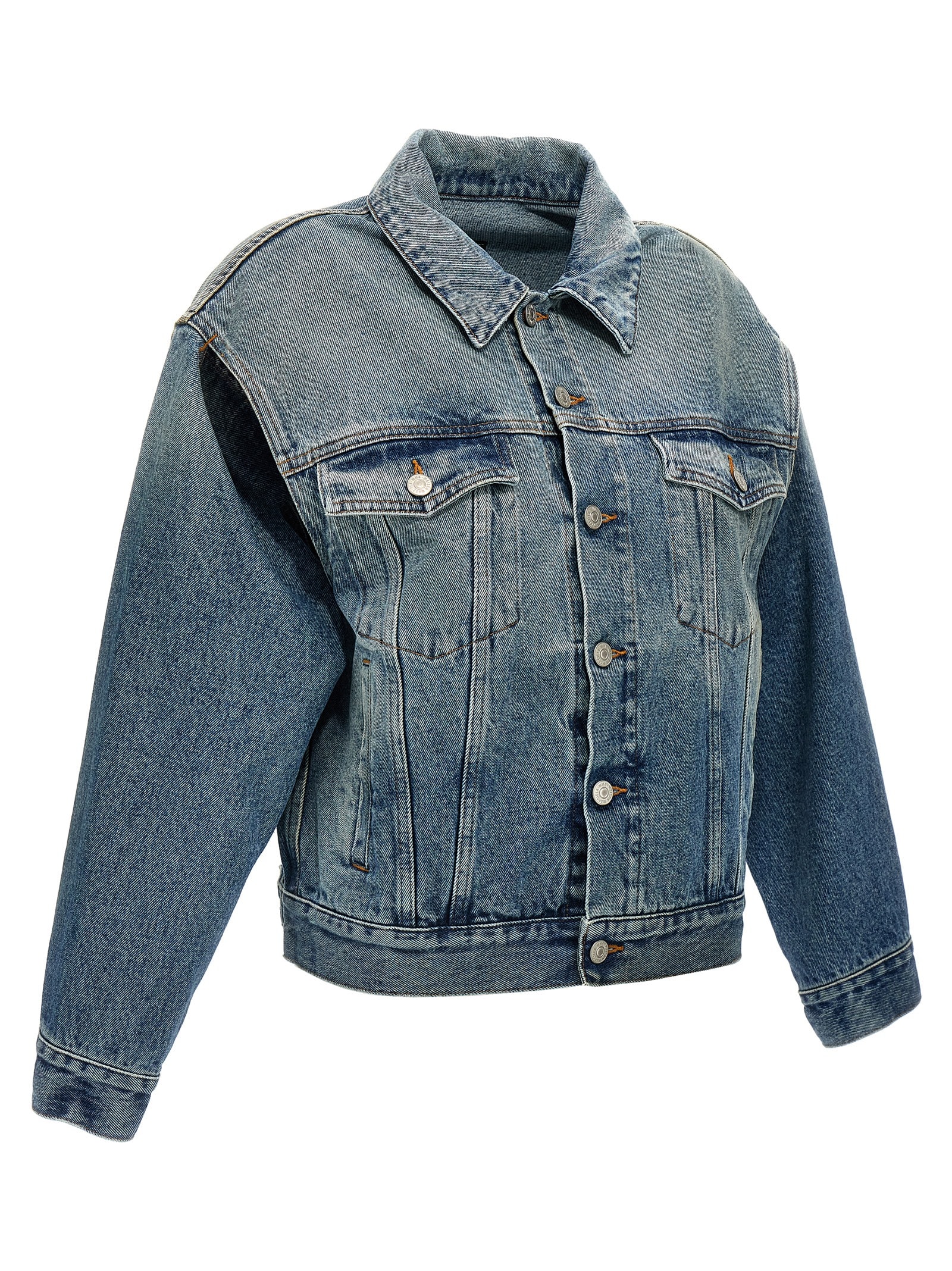 Mm6 Maison Margiela Mm6 By Maison Margiela Cut-out Denim Jacket With Unique Sleeve Details In Blue