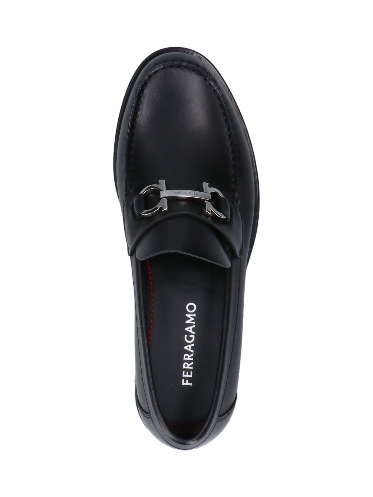 Ferragamo Gancini Ornament Loafers In Calf Leather In Black