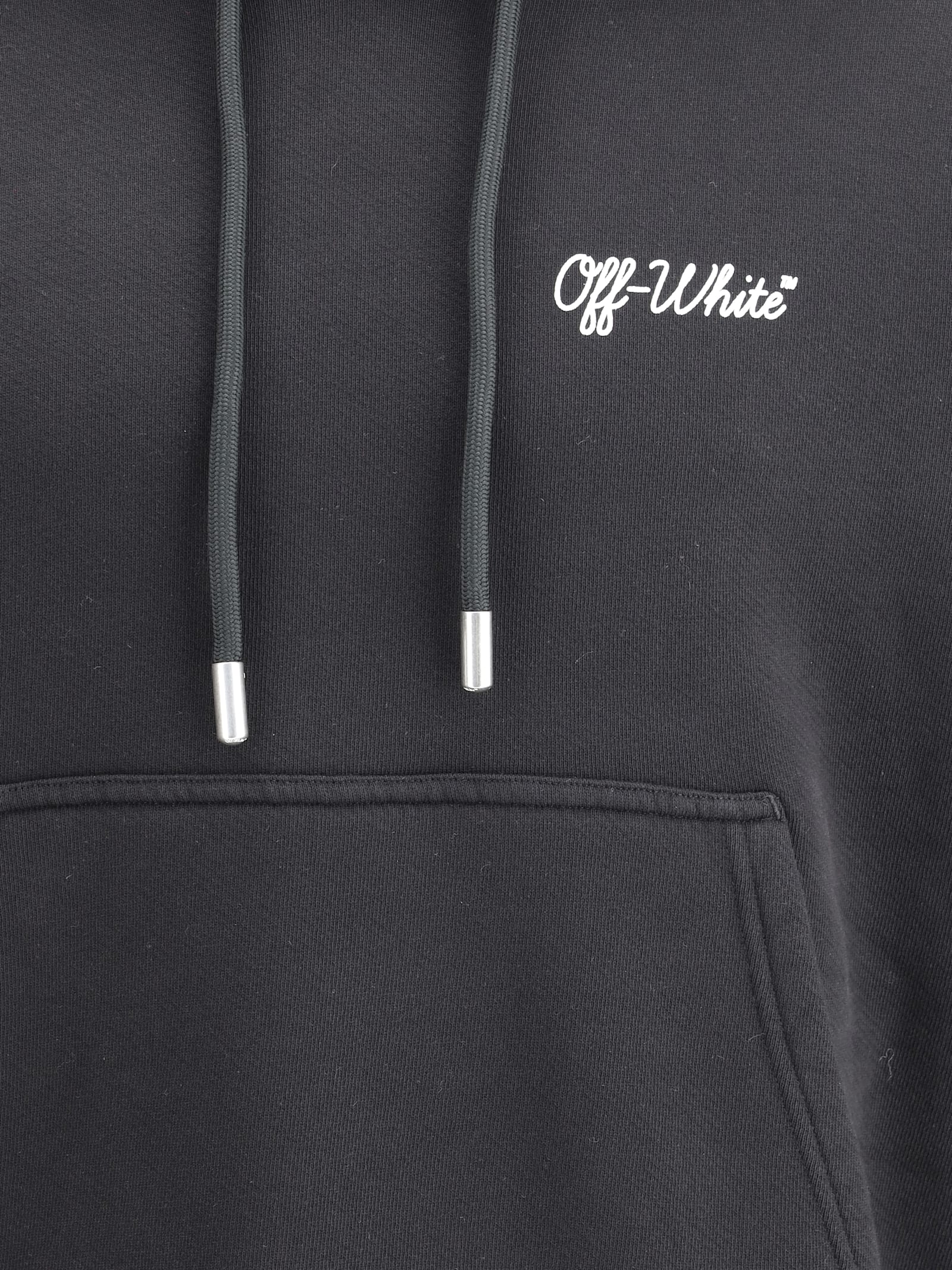 Off-white Hoodie With Drawstring-adjustable Kangaroo Pocket In Black/white