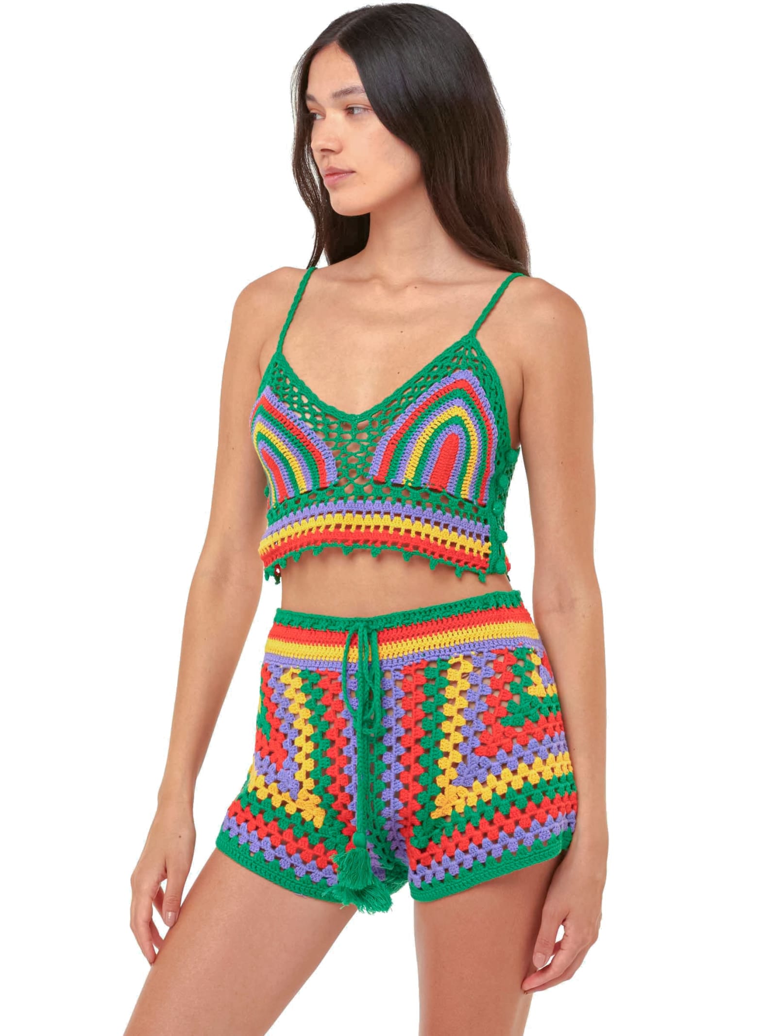 Shop Mc2 Saint Barth Multicolor Crochet Shorts