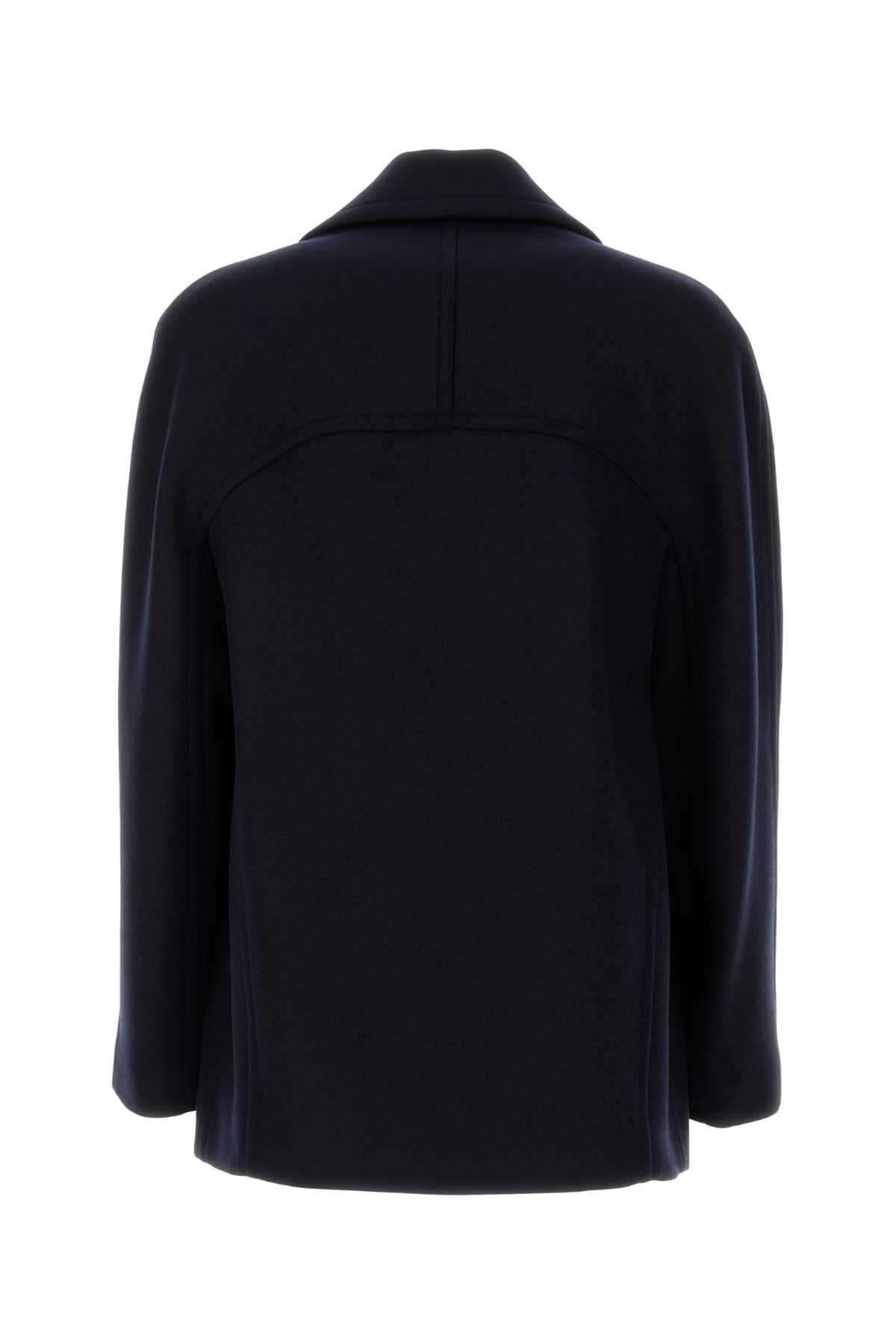 Shop Dries Van Noten Midnight Blue Wool Blend Razel Coat In Navy