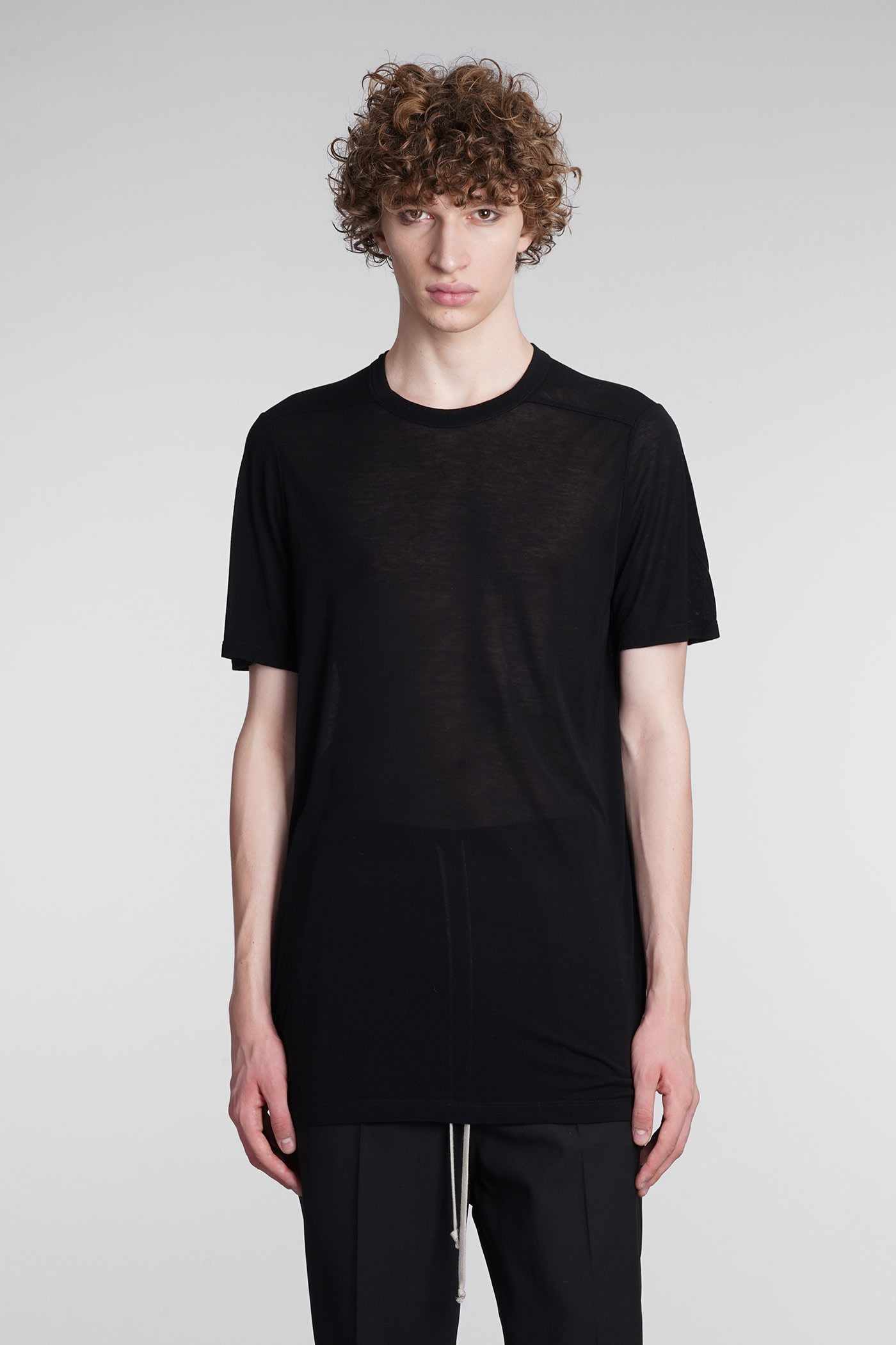 RICK OWENS T-SHIRT IN BLACK COTTON