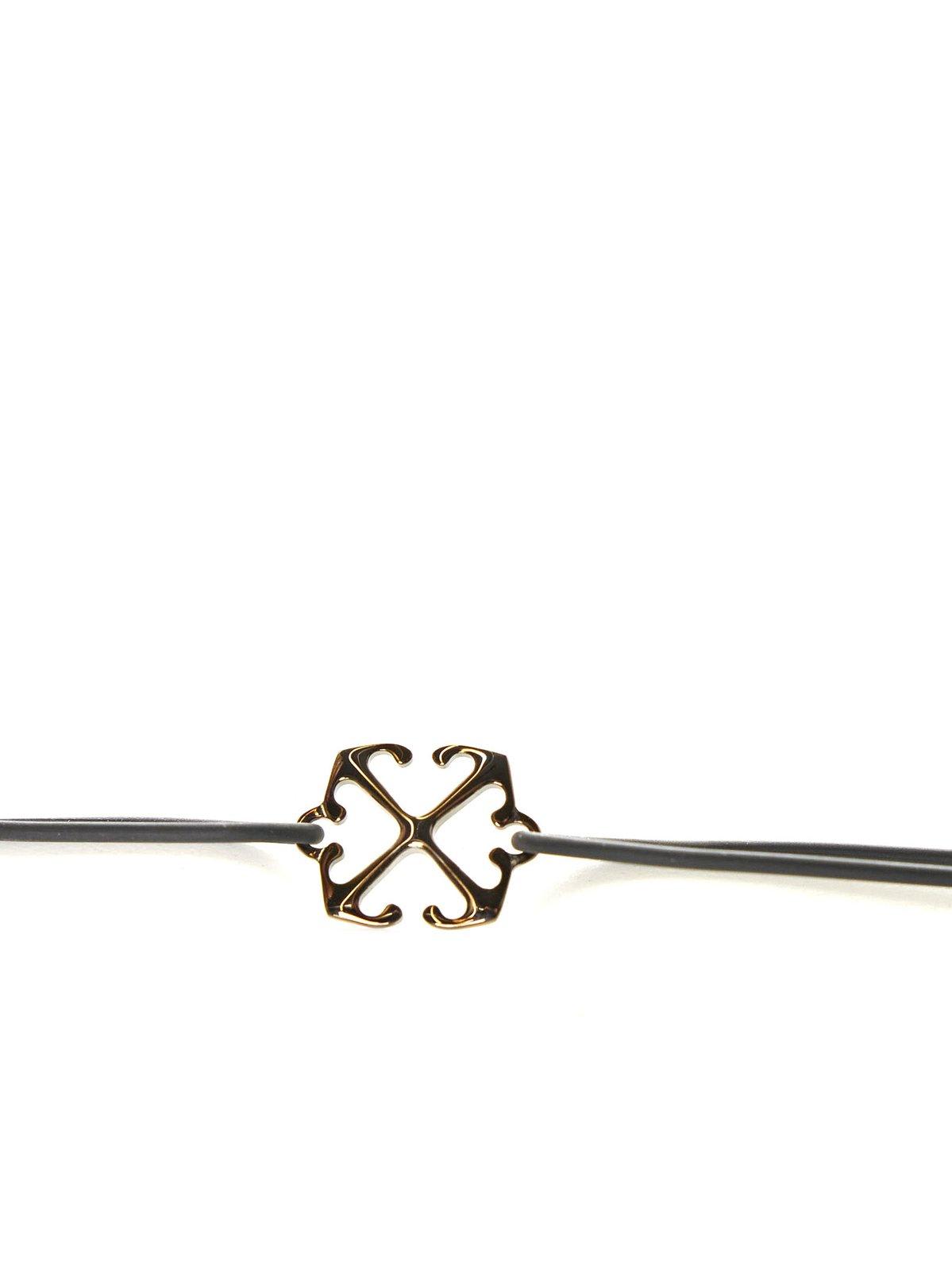 Shop Off-white Arrows Motif Bracelet In Black/silver
