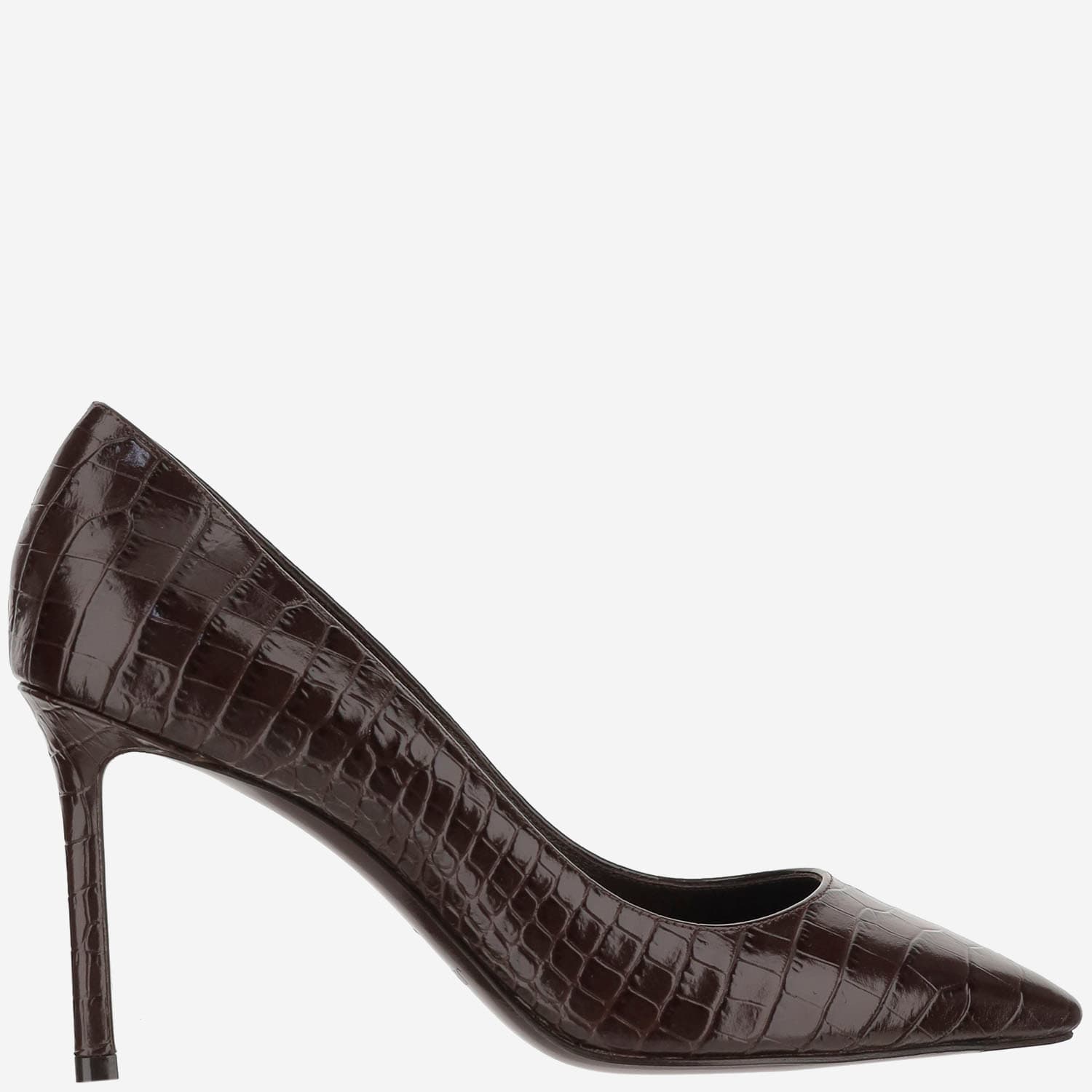 Jimmy Choo Women Romy 85 Leather Pumps With Croco Effect In Brown