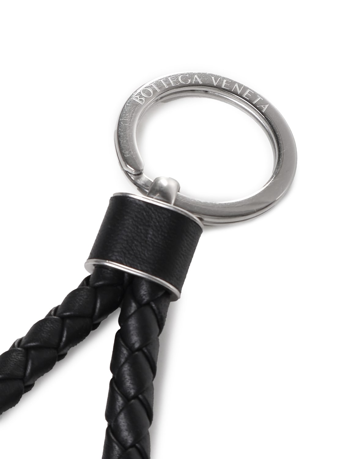 Shop Bottega Veneta Intreccio Keychain In Black