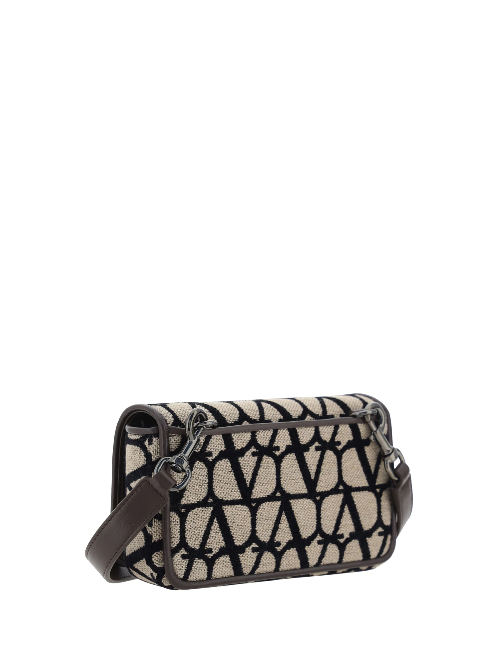 Shop Valentino Toile Iconographe Shoulder Bag In Naturale/nero/fondant