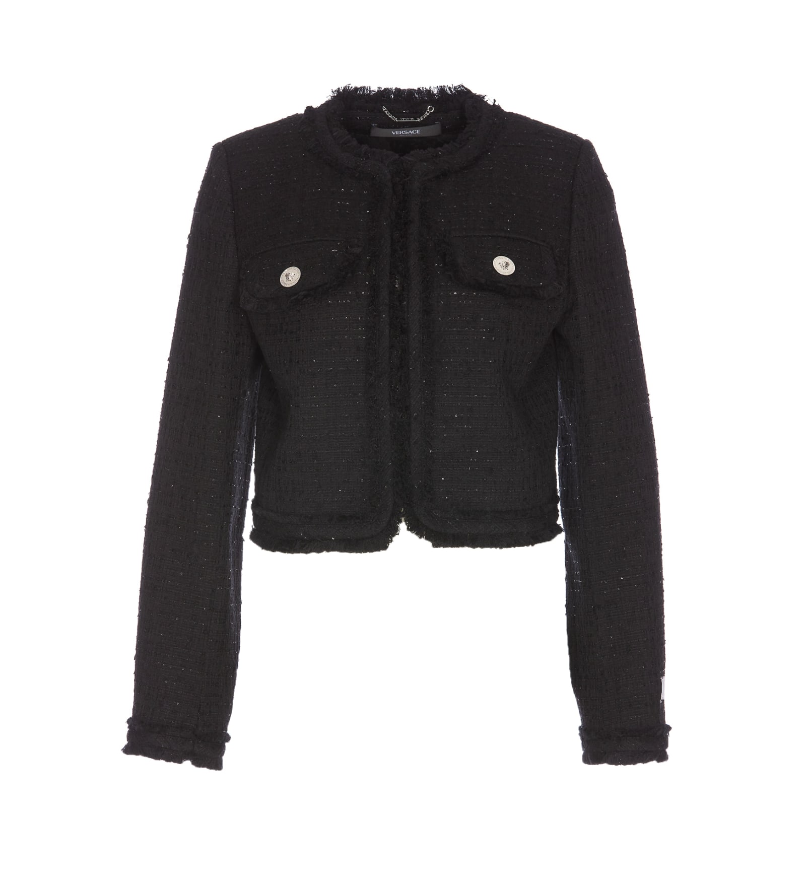 Shop Versace Informal Tweed Jacket In Black