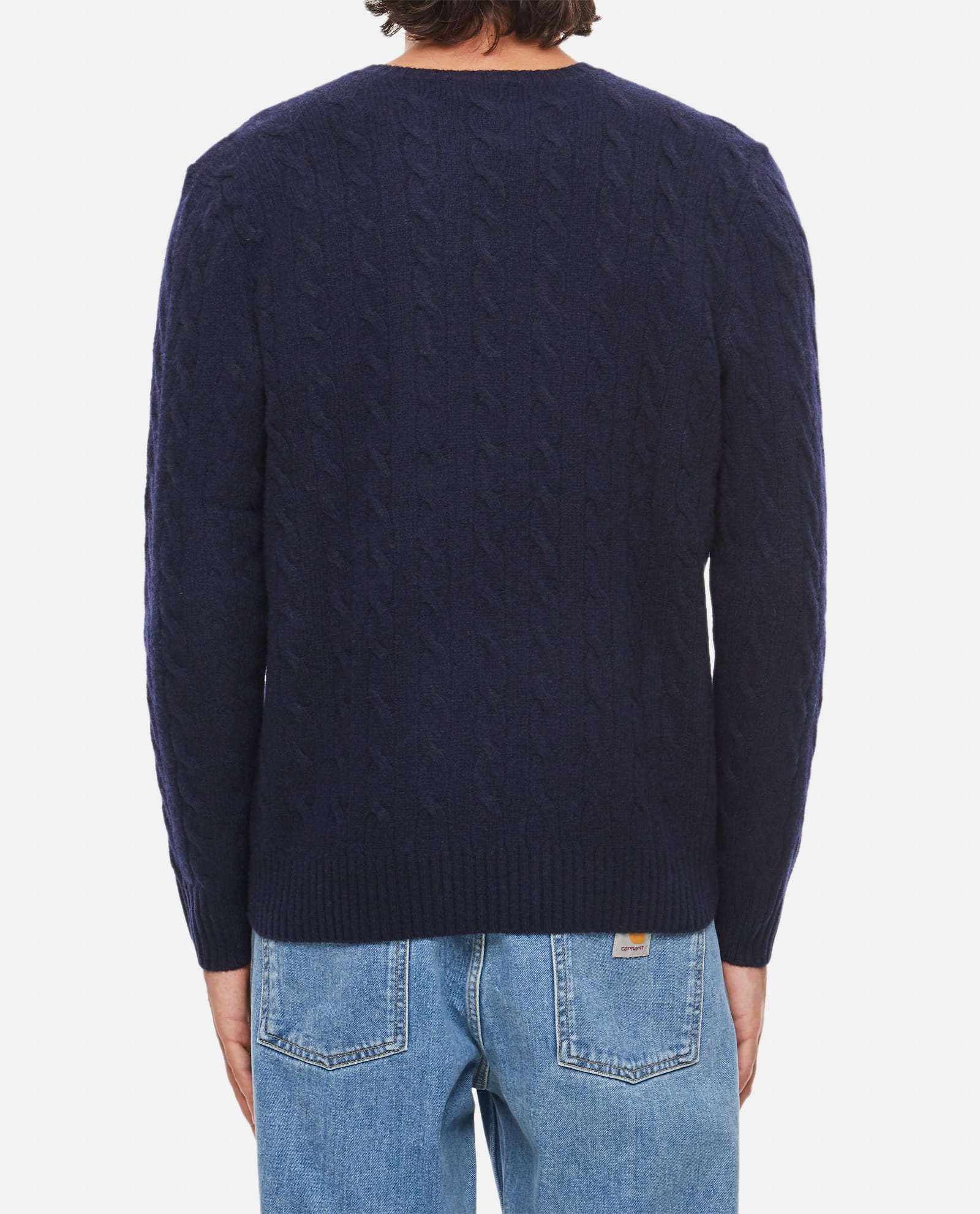 Polo Ralph Lauren Cable-knit Jumper Featuring Embroidered Logo In Blue