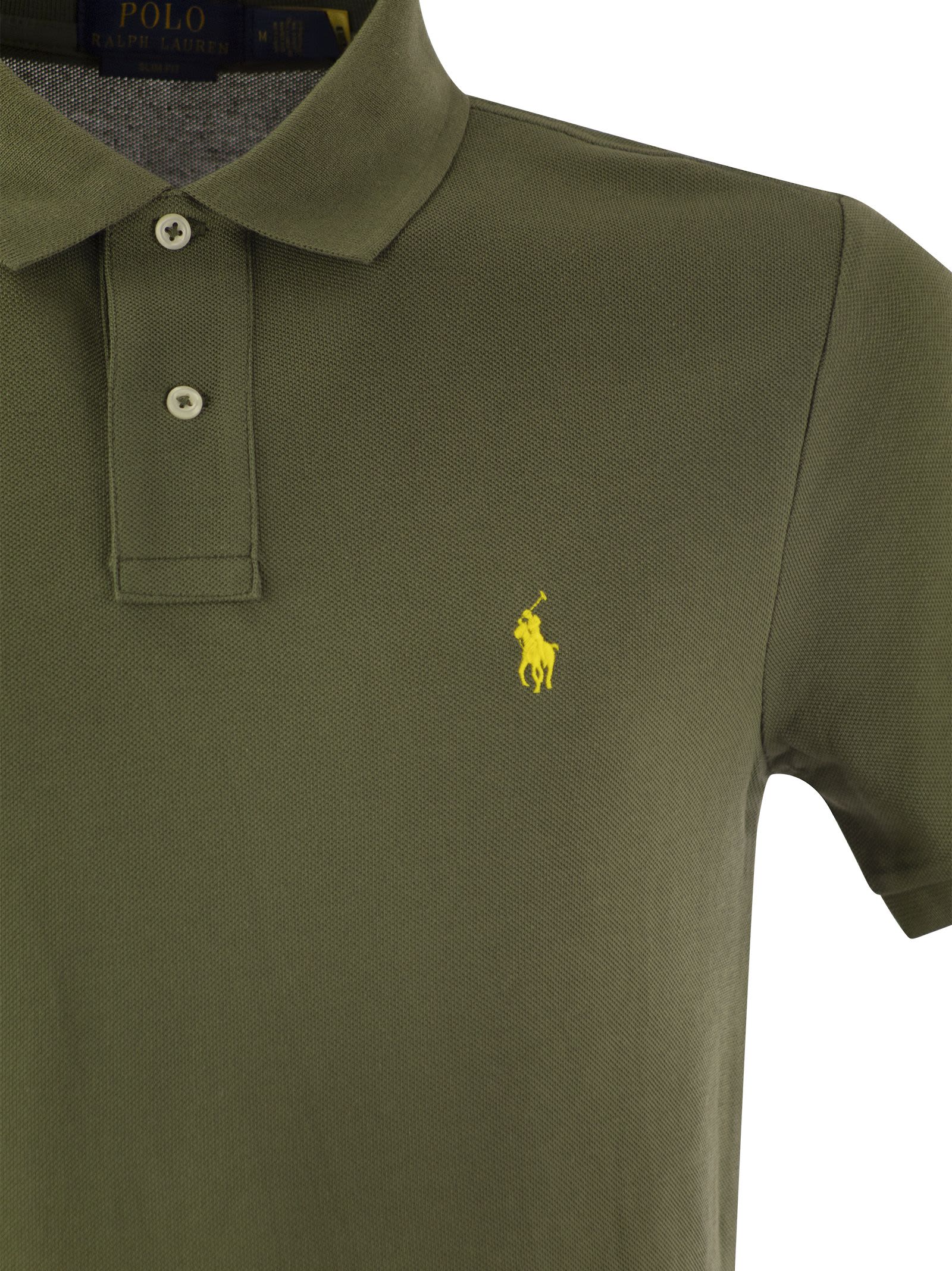 Shop Polo Ralph Lauren Slim-fit Pique Polo Shirt In Sage