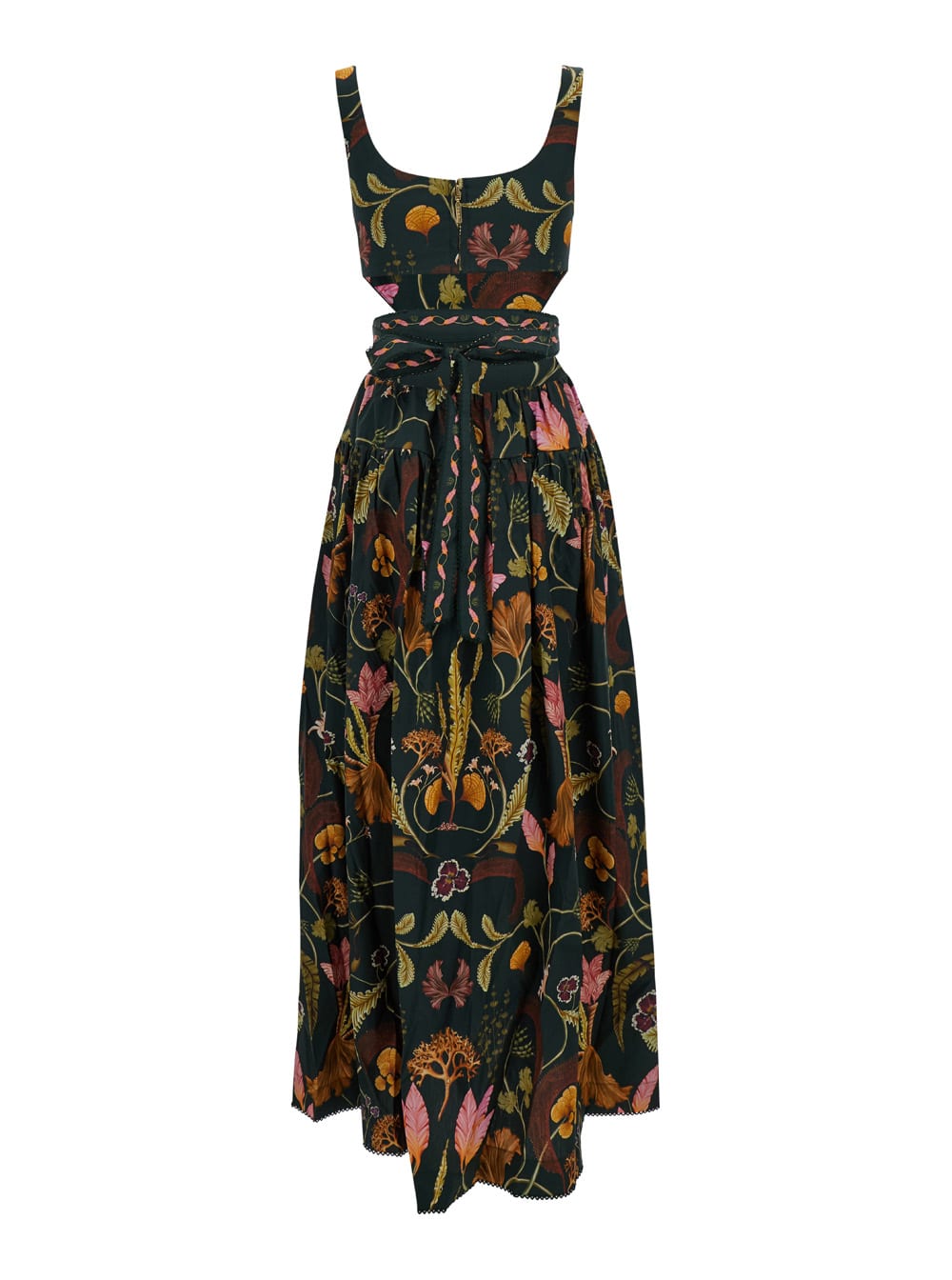 Shop Agua By Agua Bendita Multicolor Long Dress With Cut-out Detail At Waist In Cotton Woman