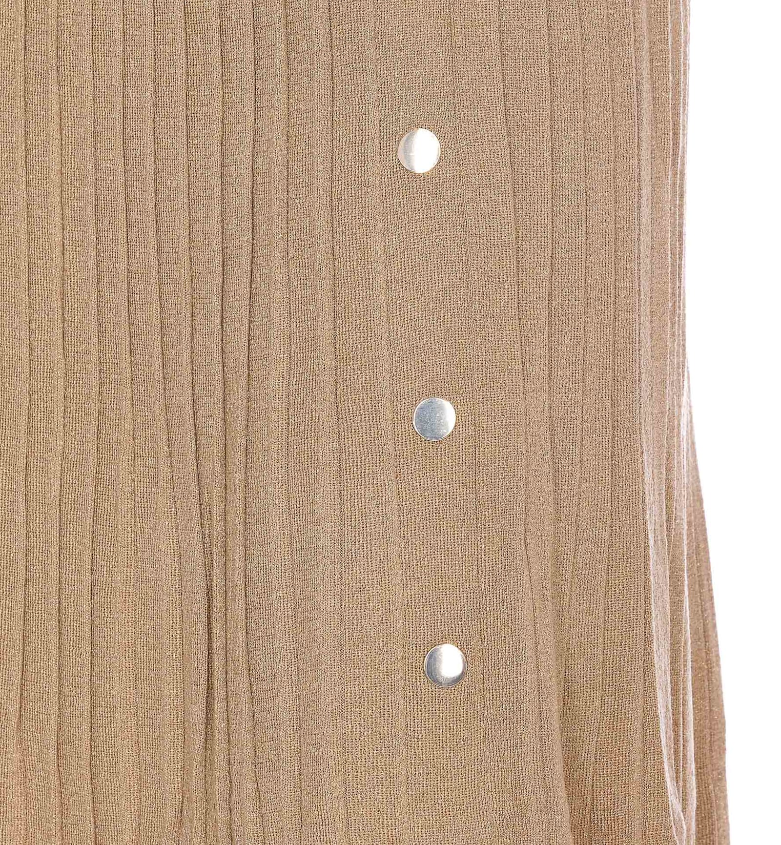 Liu •jo Gold Pleated Mini Skirt With Button Detailing In Beige