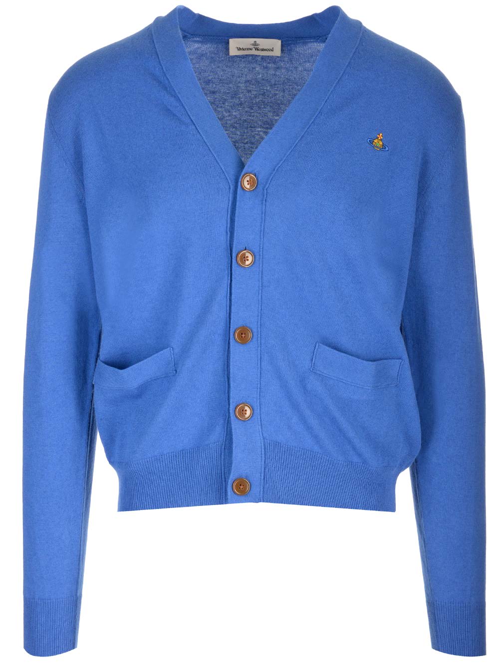 Shop Vivienne Westwood Cashmere And Cotton Cardigan In Blue