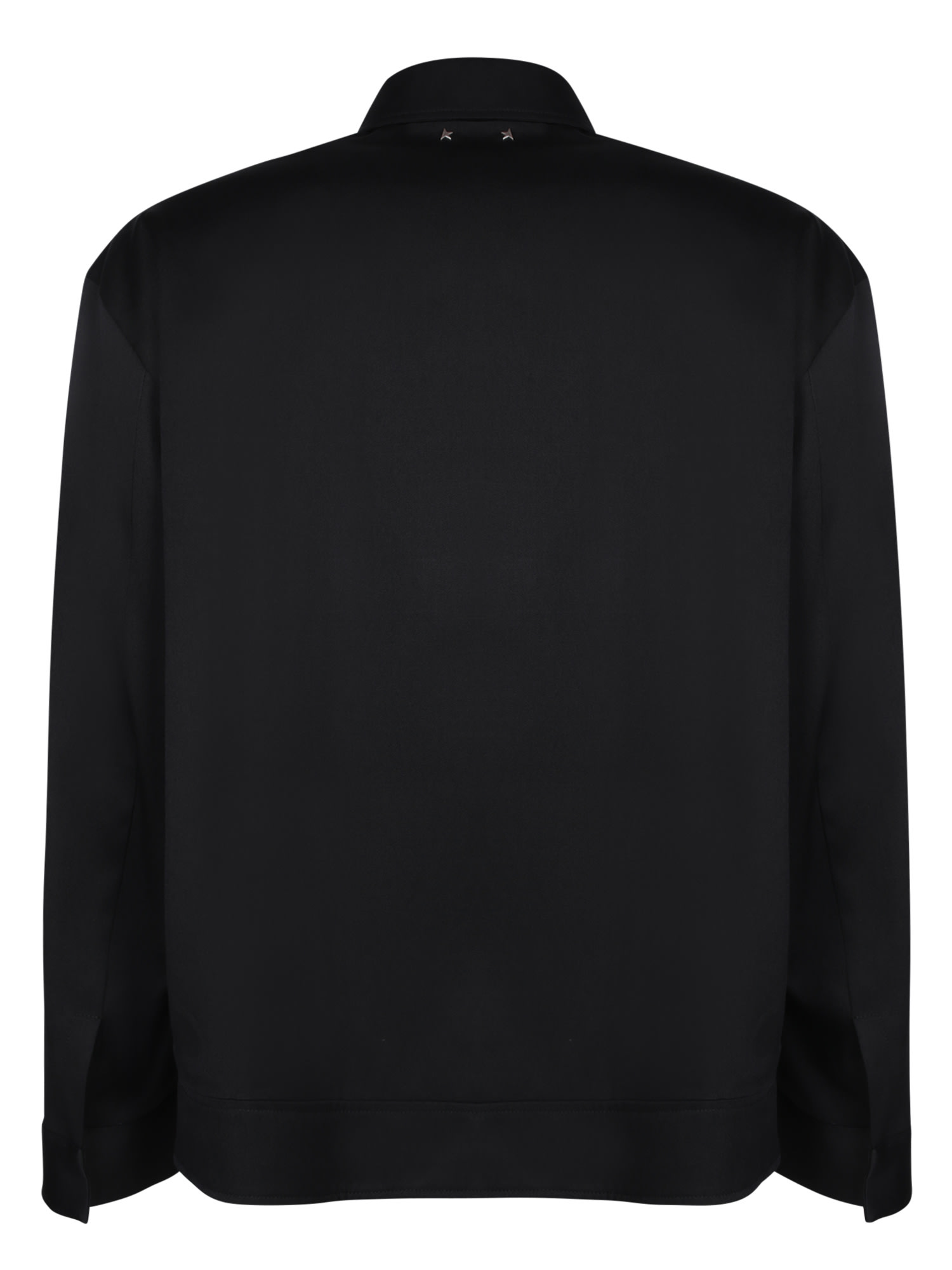Golden Goose Black Jacket With Classic Collar And Long Sleeves In Black