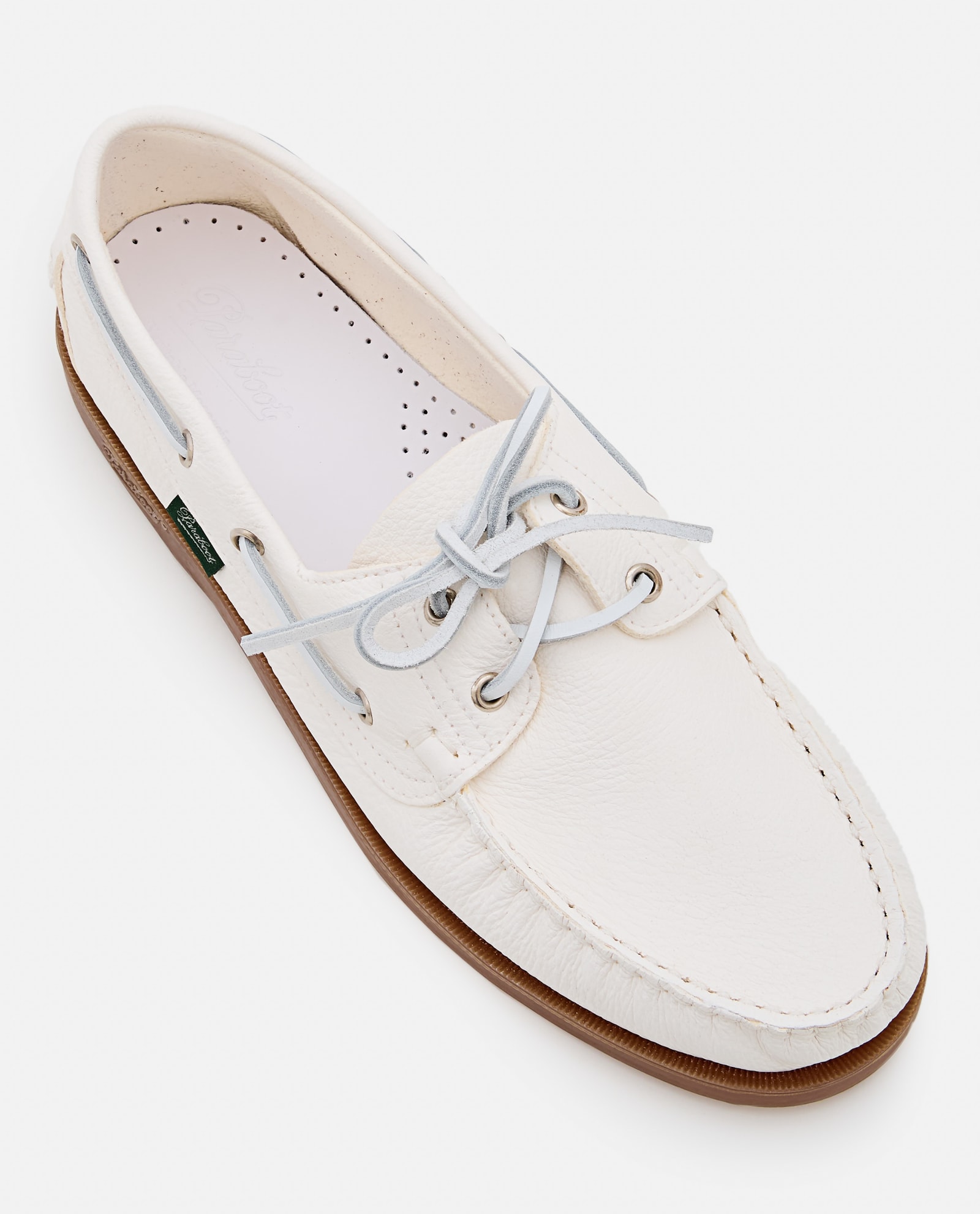 Paraboot Barth White Leather Loafers With Durable Rubber Sole In White