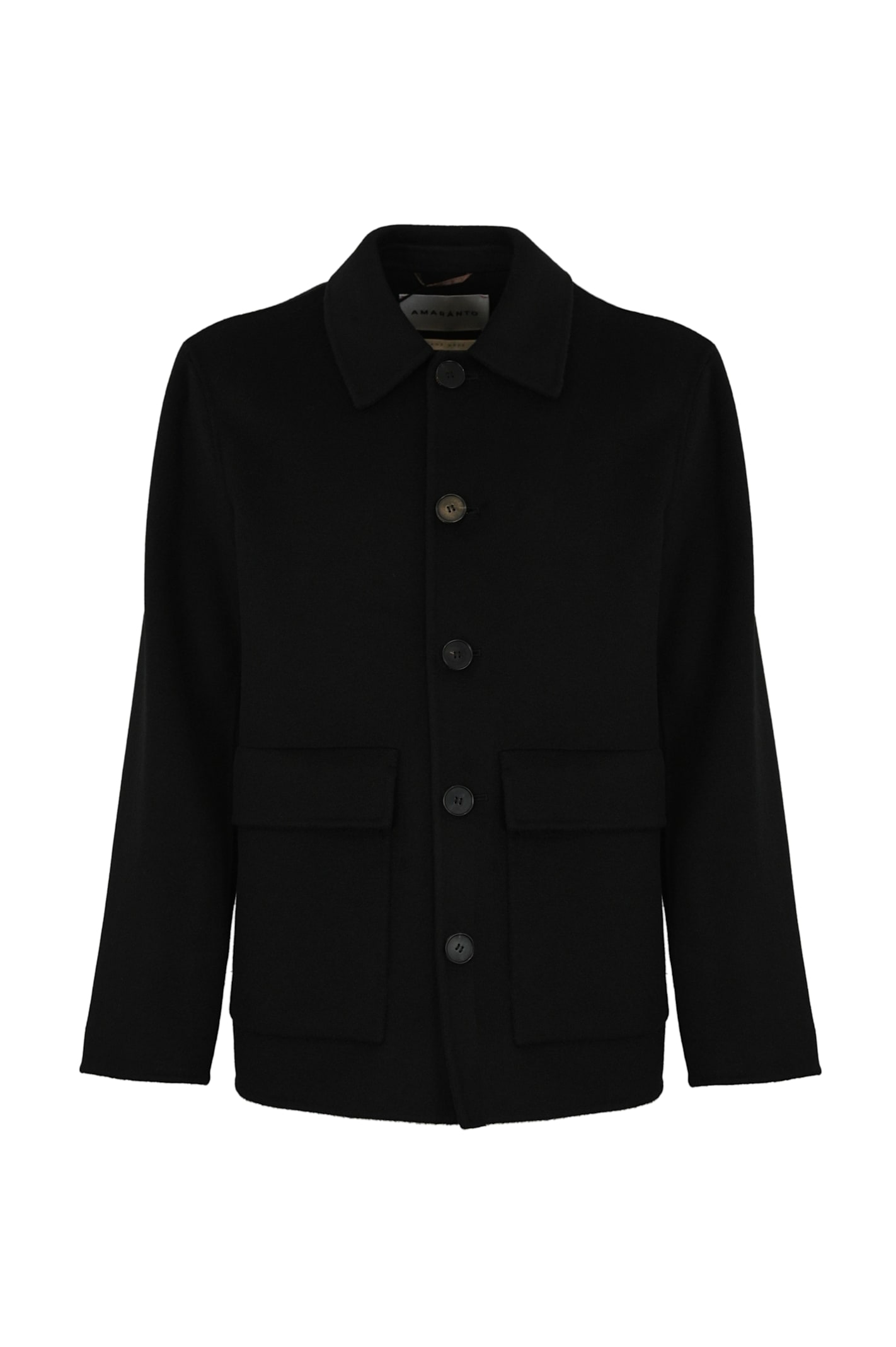 Shop Amaranto Wool Blend Shirt Jacket In Nero