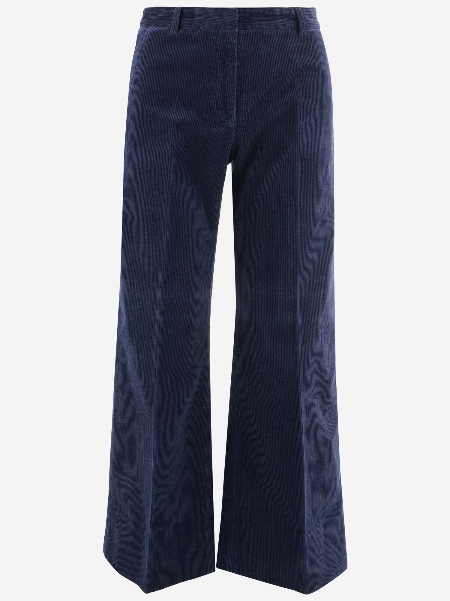 Stretch Cotton Velvet Flared Pants