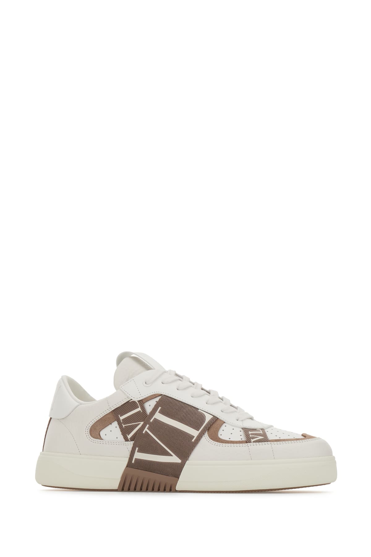 Shop Valentino Two-tone Leather And Fabric Vl7n Sneakers In White