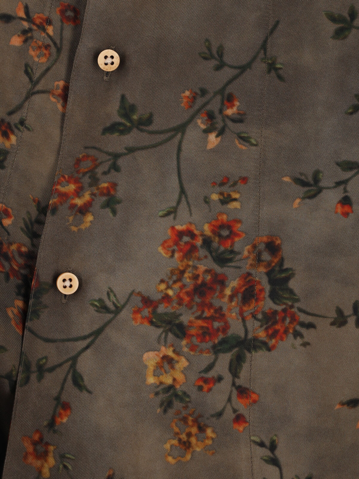 Uma Wang Pomegranate-print Asymmetrical-buttoned Top In Brown