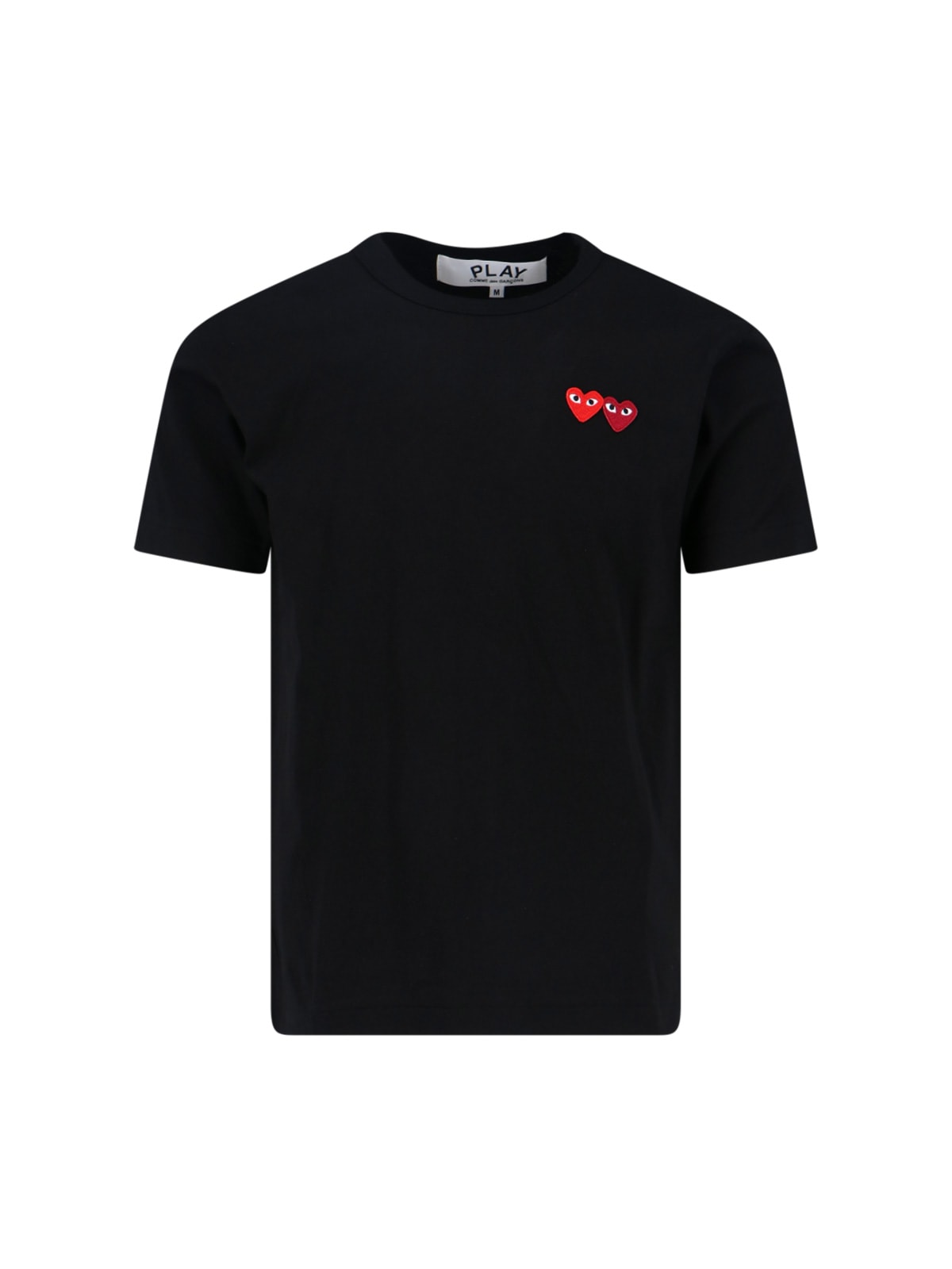 Comme Des Garçons Play Heart Motif Embroidered Short Sleeve T-shirt In Black