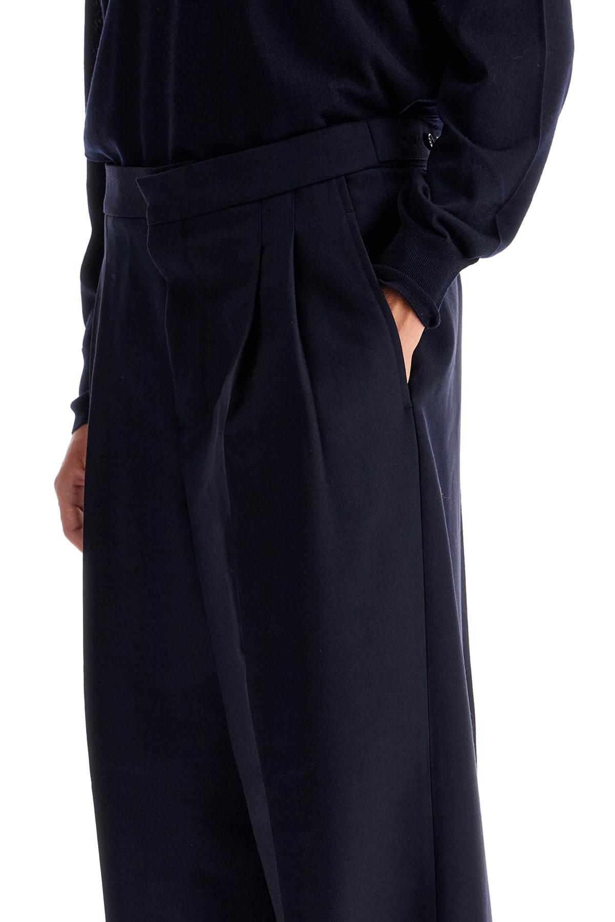 Shop Ami Alexandre Mattiussi Large Fit Wool Gabardine Trousers In Blue