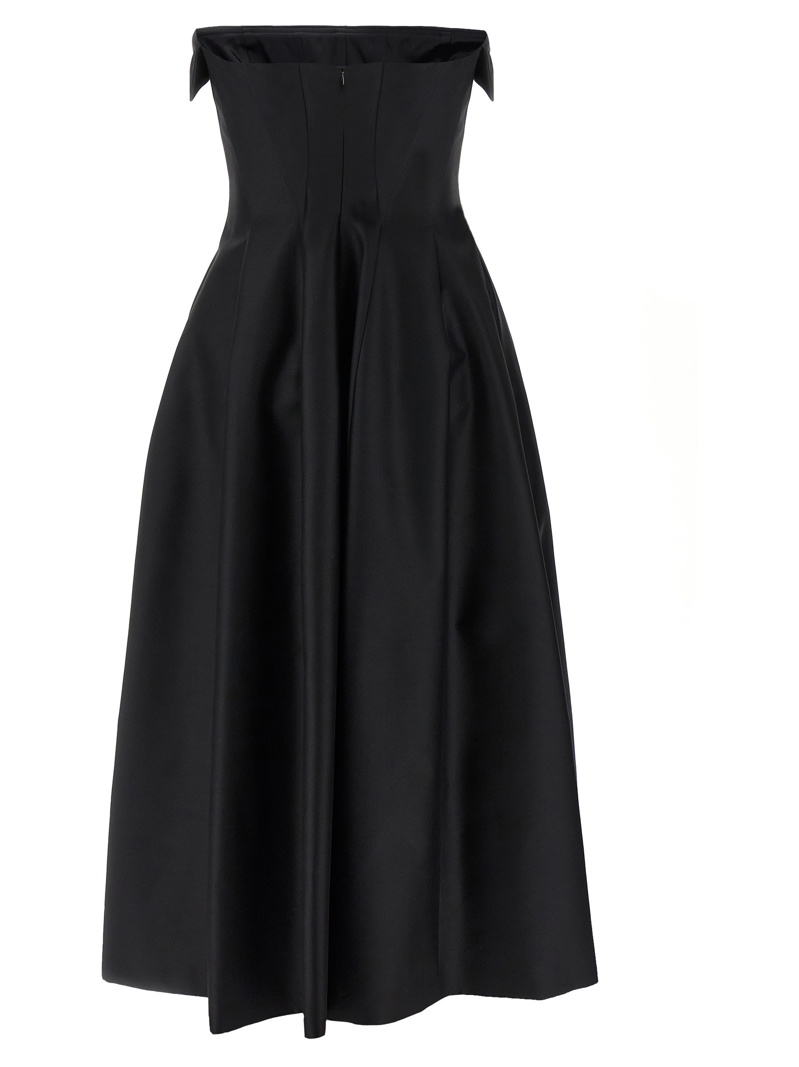 Alberta Ferretti Shoulder-baring Dress With Fitted Bodice And Flared Skirt In Black