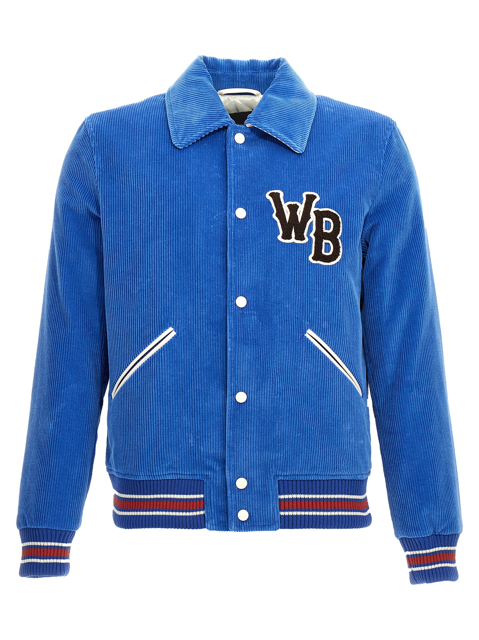 Shop Wales Bonner Homecoming Varsity Bomber Jacket In Light Blue