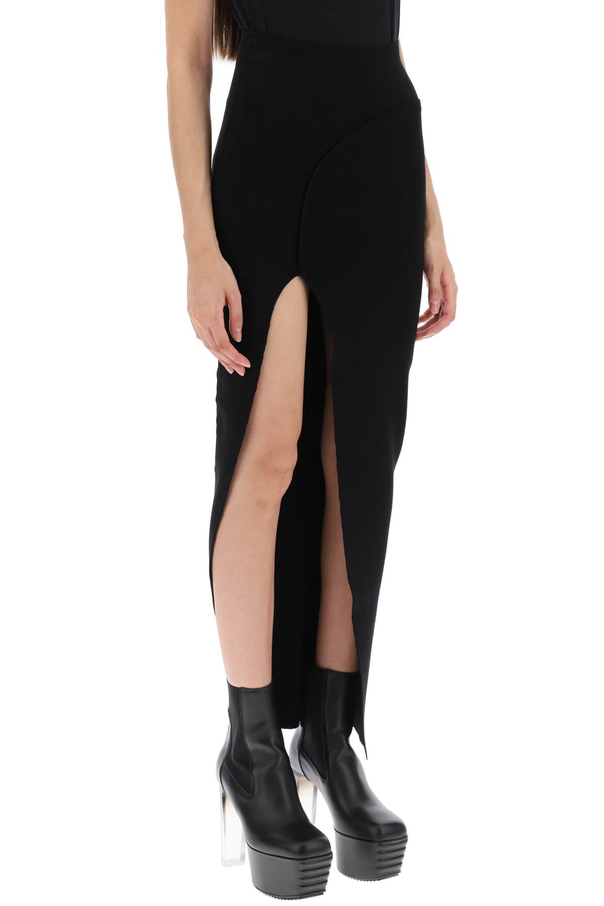 Rick Owens Long Skirt With Side Slit In Black (black)