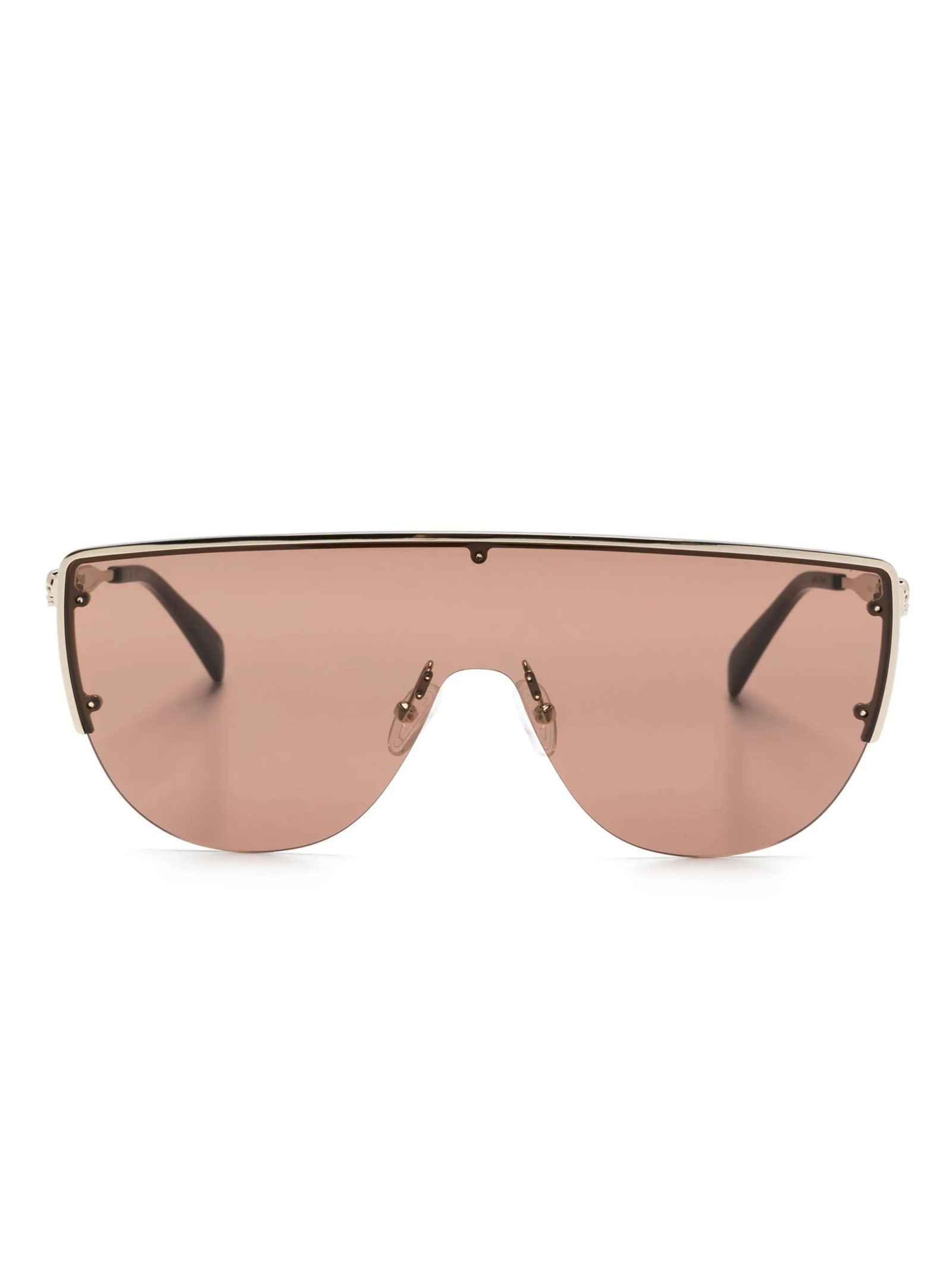 Shop Alexander Mcqueen Eyewear Skull Sunglasses In Gold In Golden