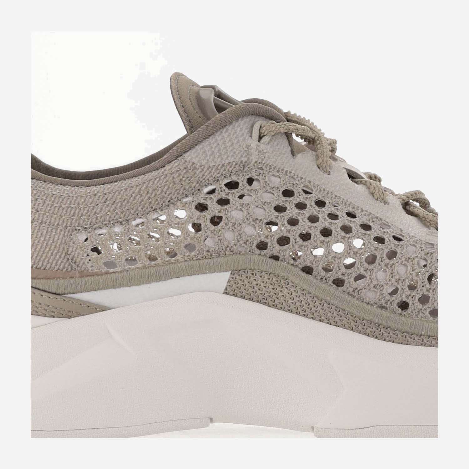 Shop Valentino True Actress Sneakers In Mesh And Leather In Beige