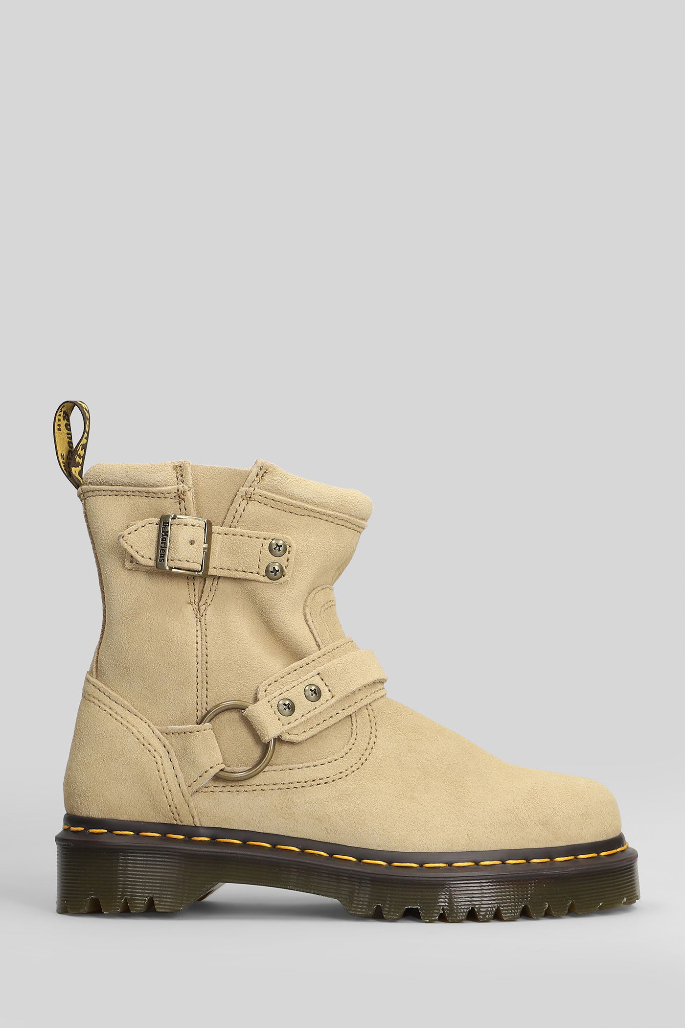 Dr. Martens Anistone Hrns Low Heels Ankle Boots In Beige Suede In Neutral