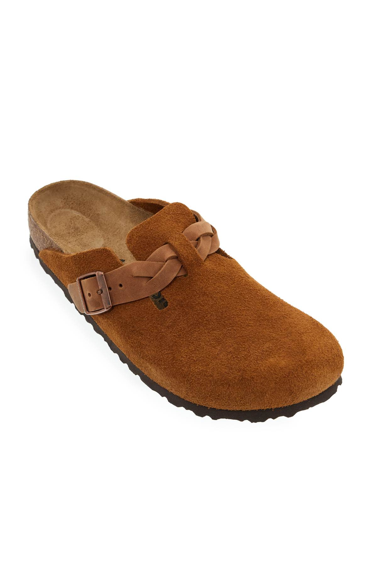 Birkenstock Round Toe Buckle-detailing Suede Mules
