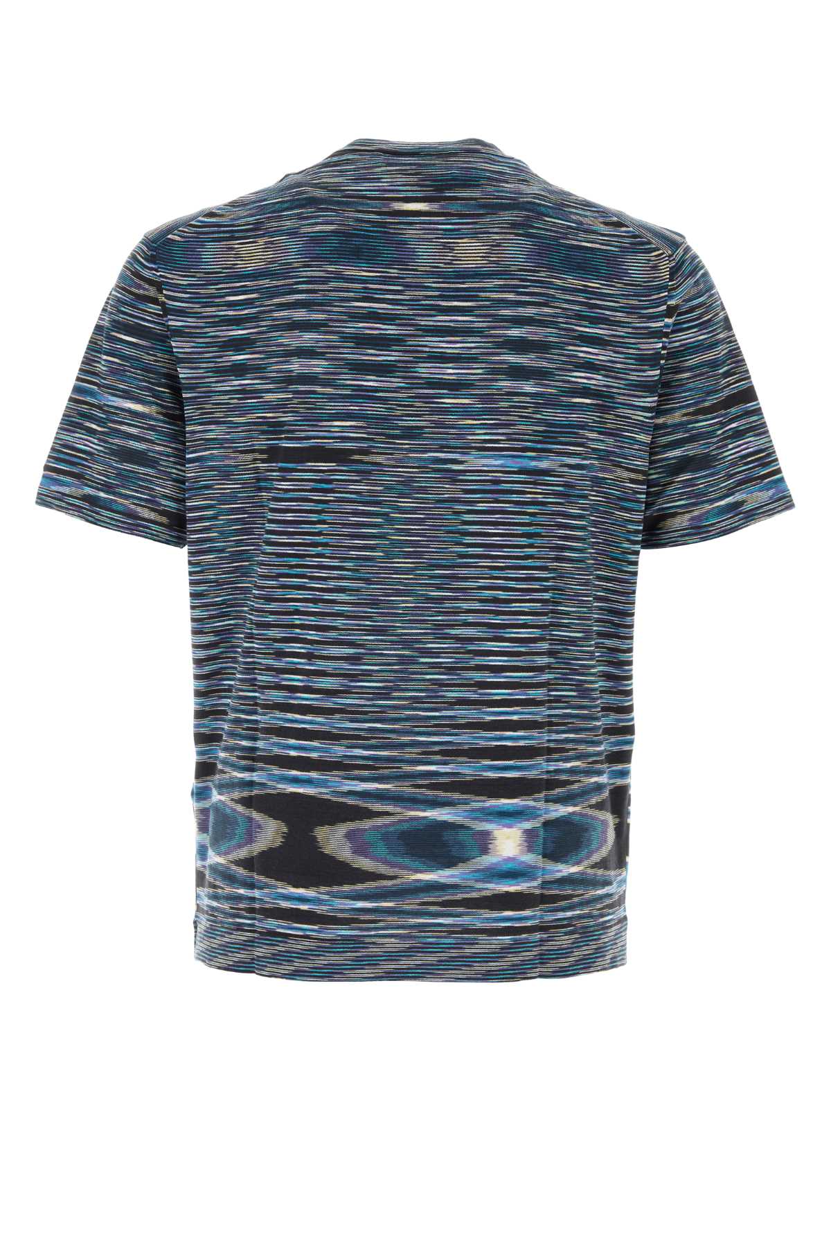 Missoni Cotton T-shirt With Embroidered Geometric Pattern In Blue
