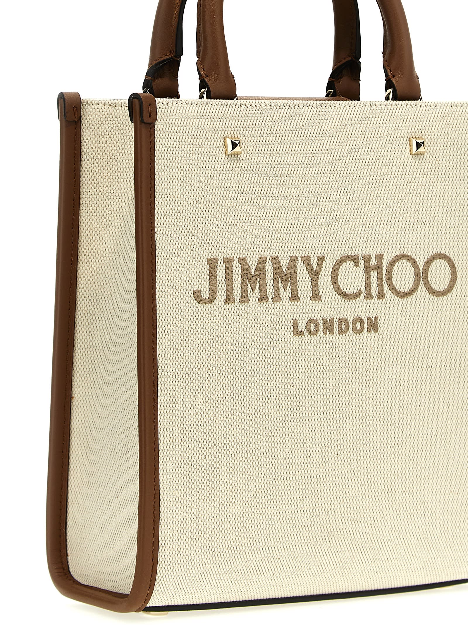 Shop Jimmy Choo Avenue S Shopping Bag In Natural Taupe Dark Tan Light Gold